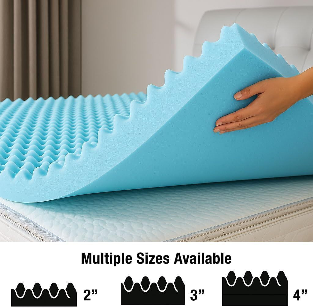 DMI 2-Inch Foam Mattress Topper, Egg Crate Pad for Support, Twin, Blue