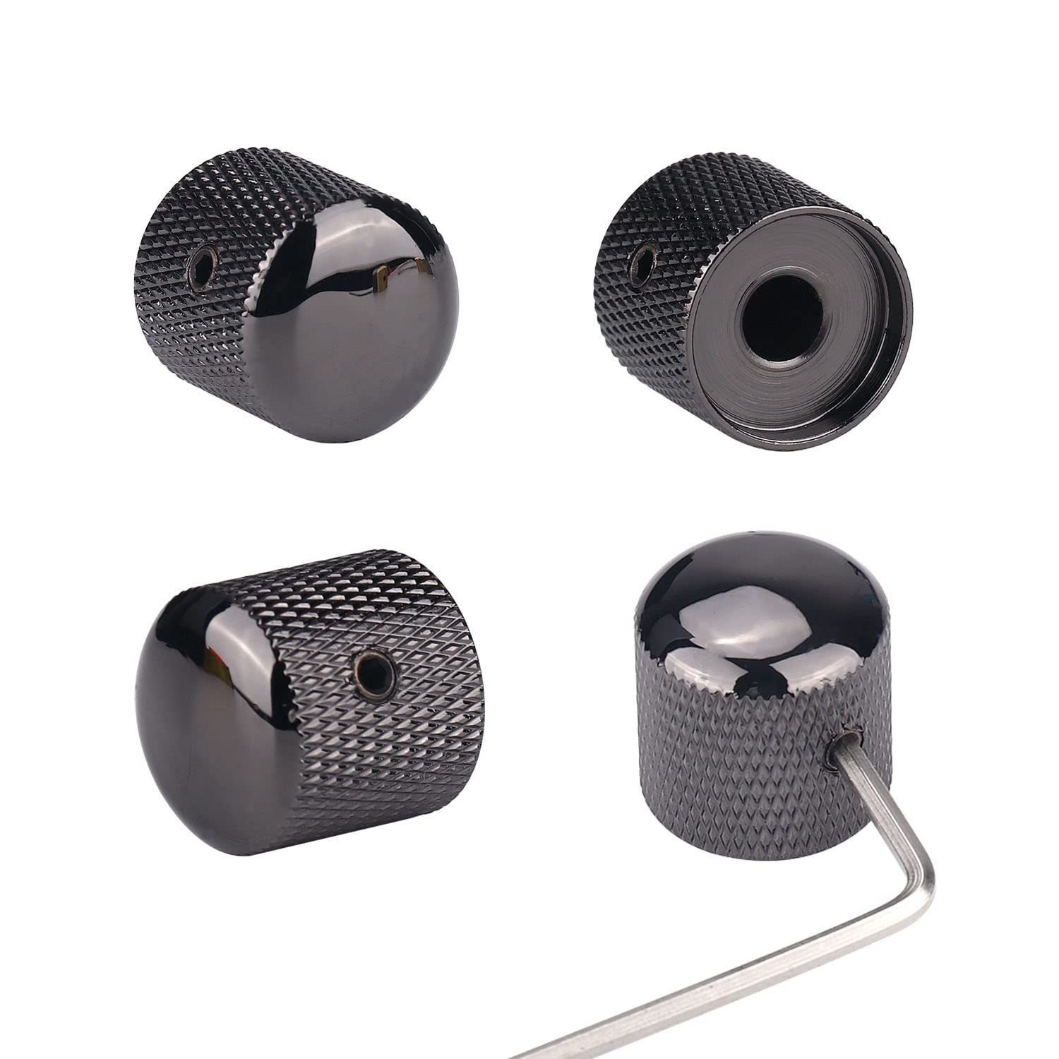 4Pcs Black Nickel Guitar Knobs for Telecaster Les Paul Bass with Screws