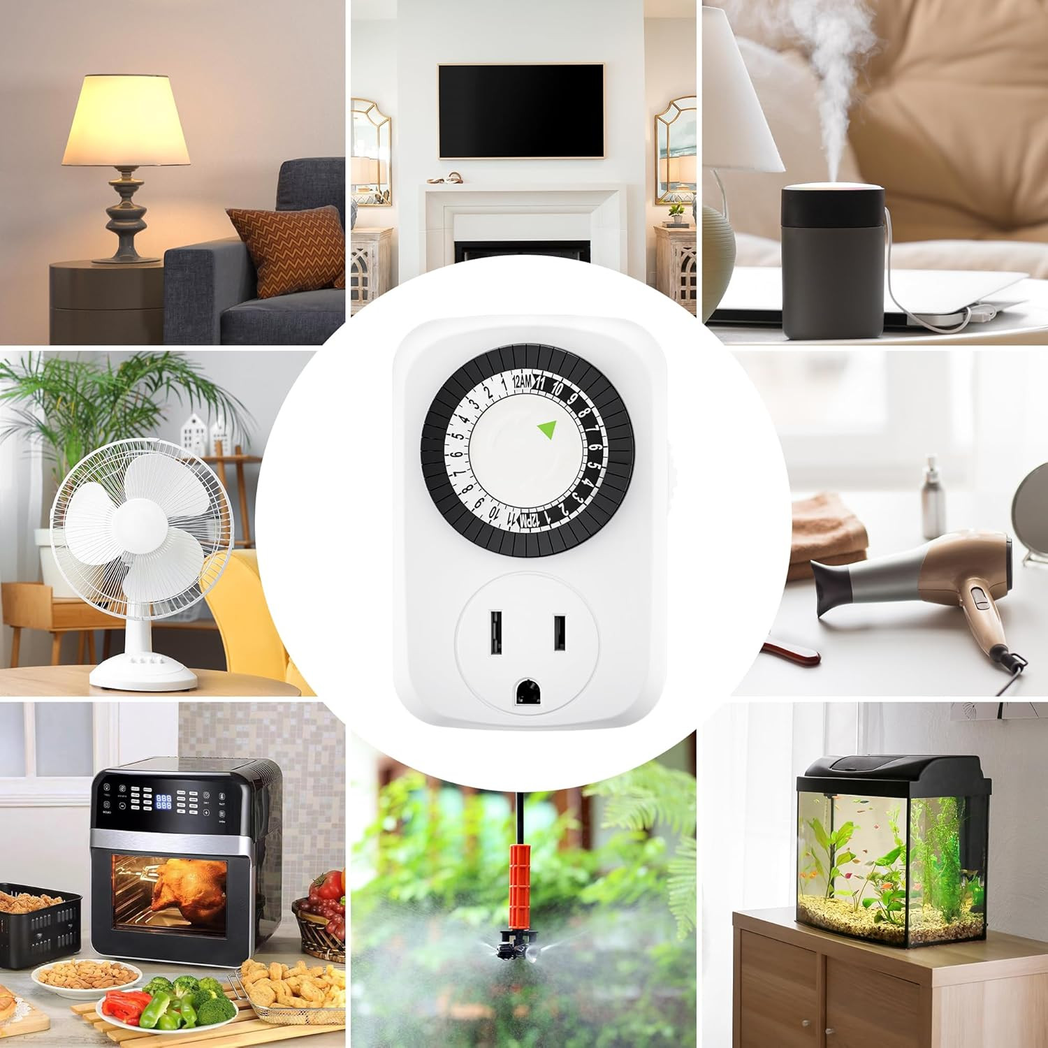 2 Pack 24 Hour Mechanical Outlet Timer Indoor Light Timer 30 Min Interval
