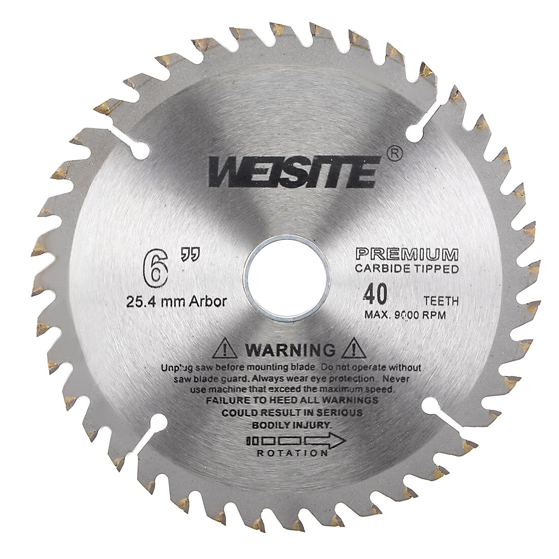 6" 40T 1" Arbor with 7/8" Ring Wood Carbide Tipped Slitting Circular Saw Blade