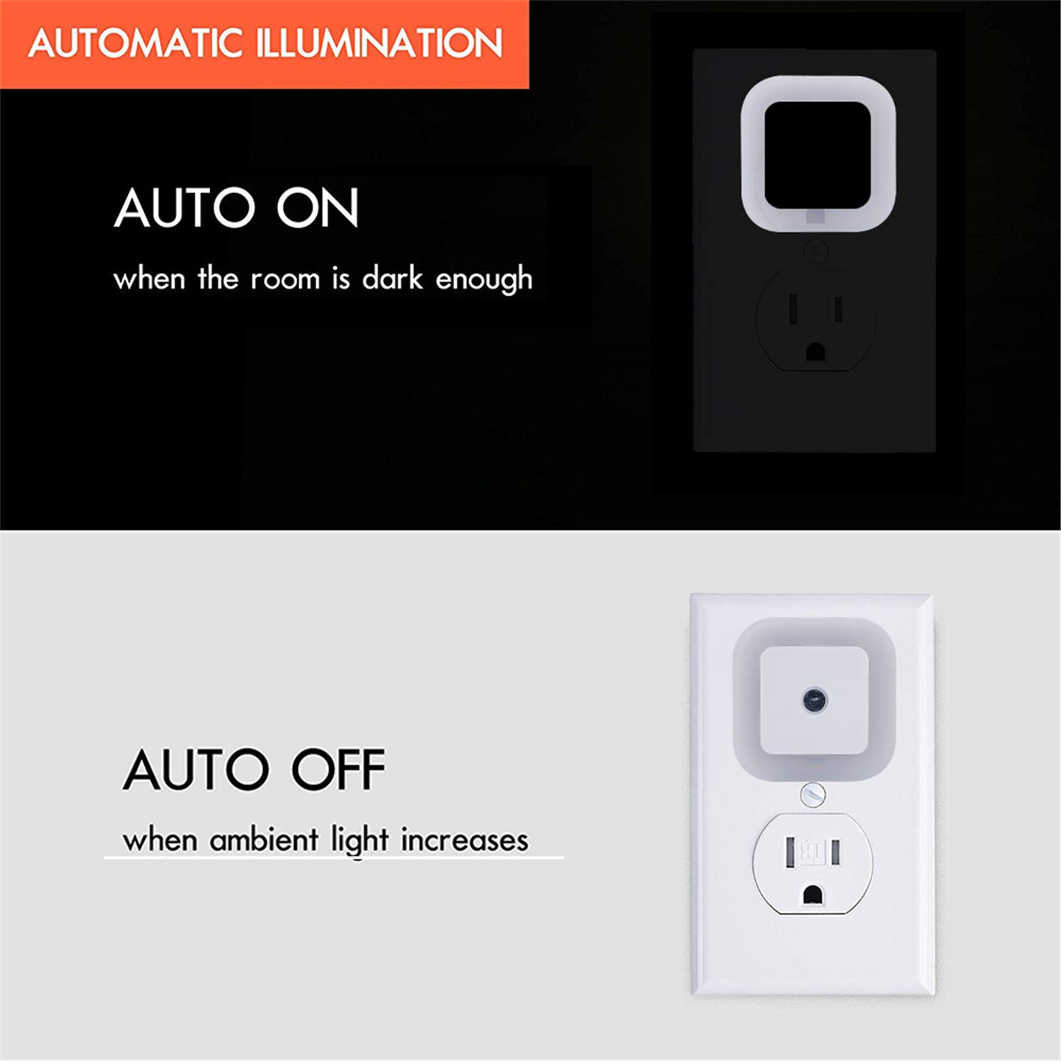 6-Pack LED Night Light Lamp, Dusk to Dawn Sensor, Daylight White, Plug-In