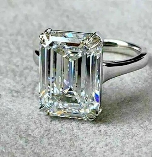 White Diamond 4.90 Ct Lab-Created Emerald Cut Wedding Ring 925 Sterling Silver