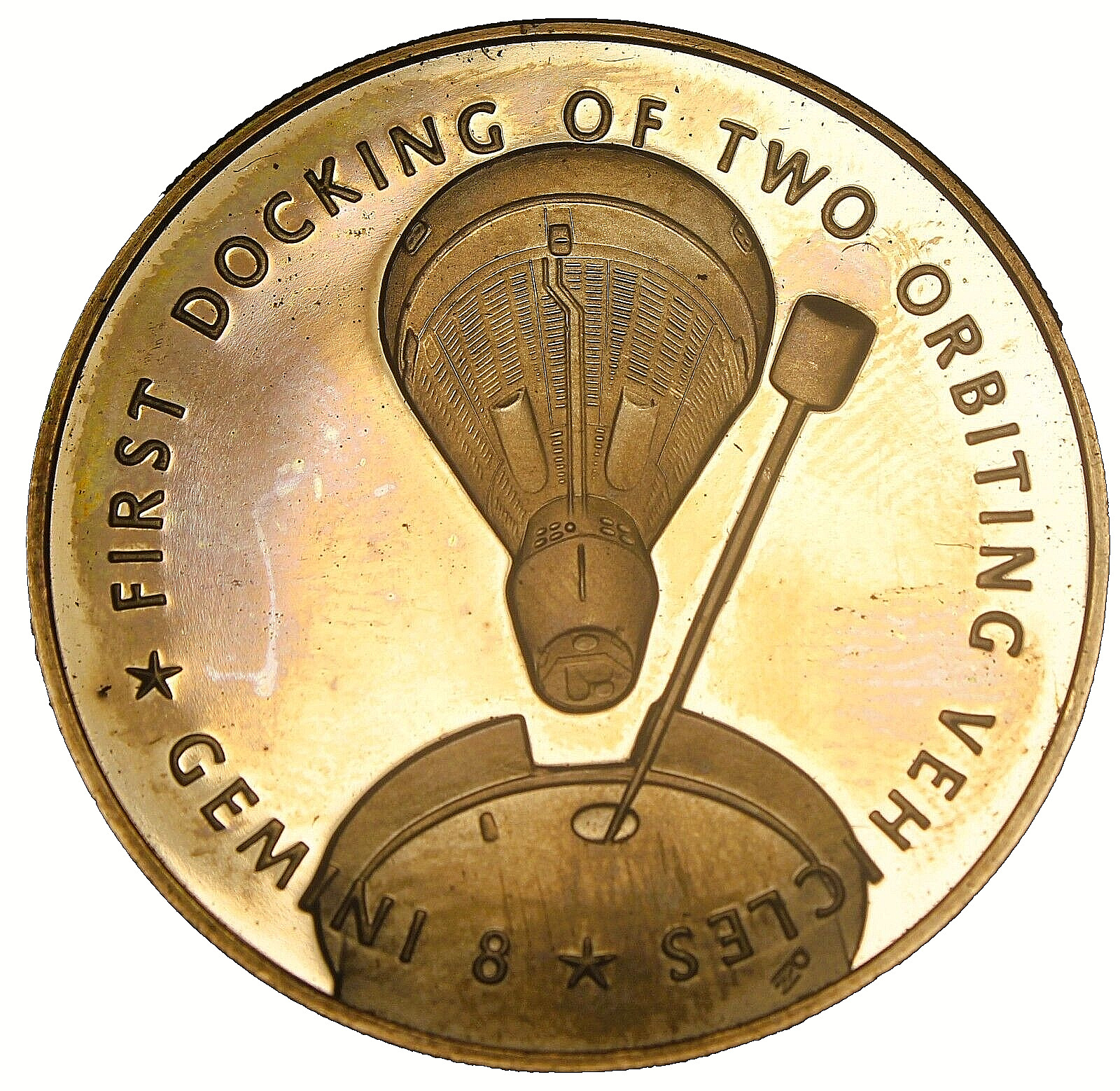Gemini 8~1st Docking 2 Vehicles~1966 Bronze Proof Medallion~Franklin Mint~#M112