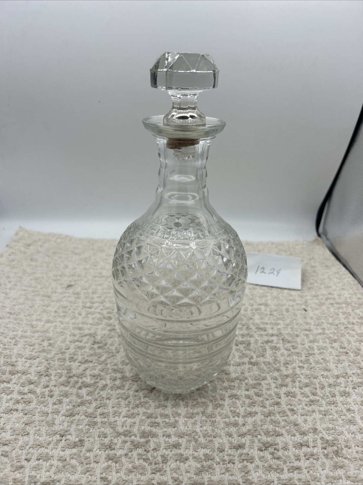 Vintage Federal Law Prohibits Cut Glass Liquor Bottle W/ Stopper Wine Decanter