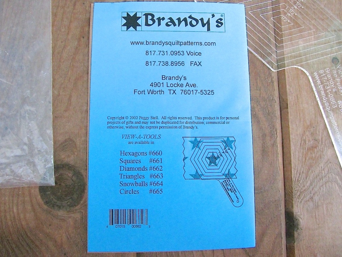 View-a-Diamond Clear Acrylic Quilting Template Brandys Quilt Patterns #662