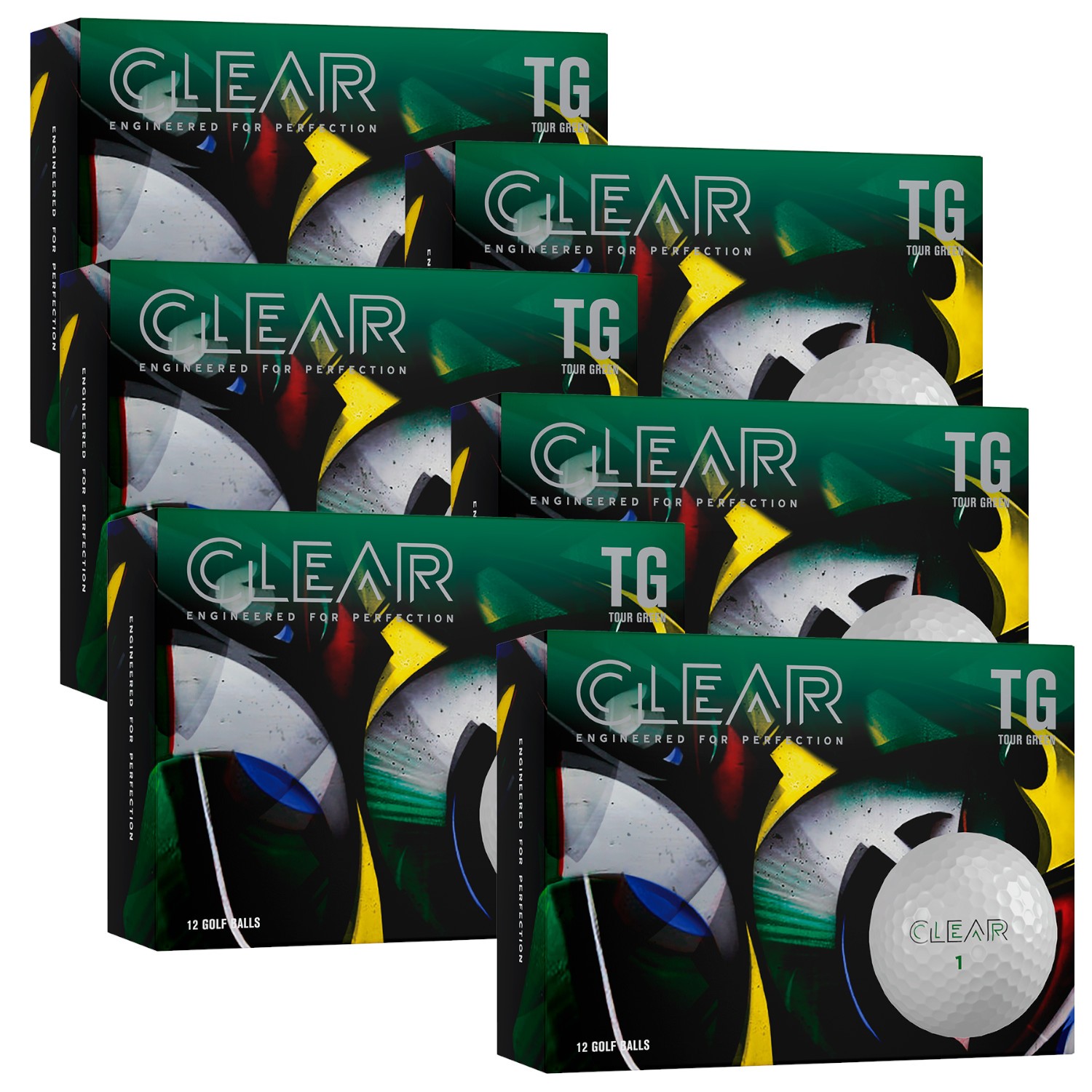 Clear Tour Green Golf Balls - White - 6 Dozen Bundle