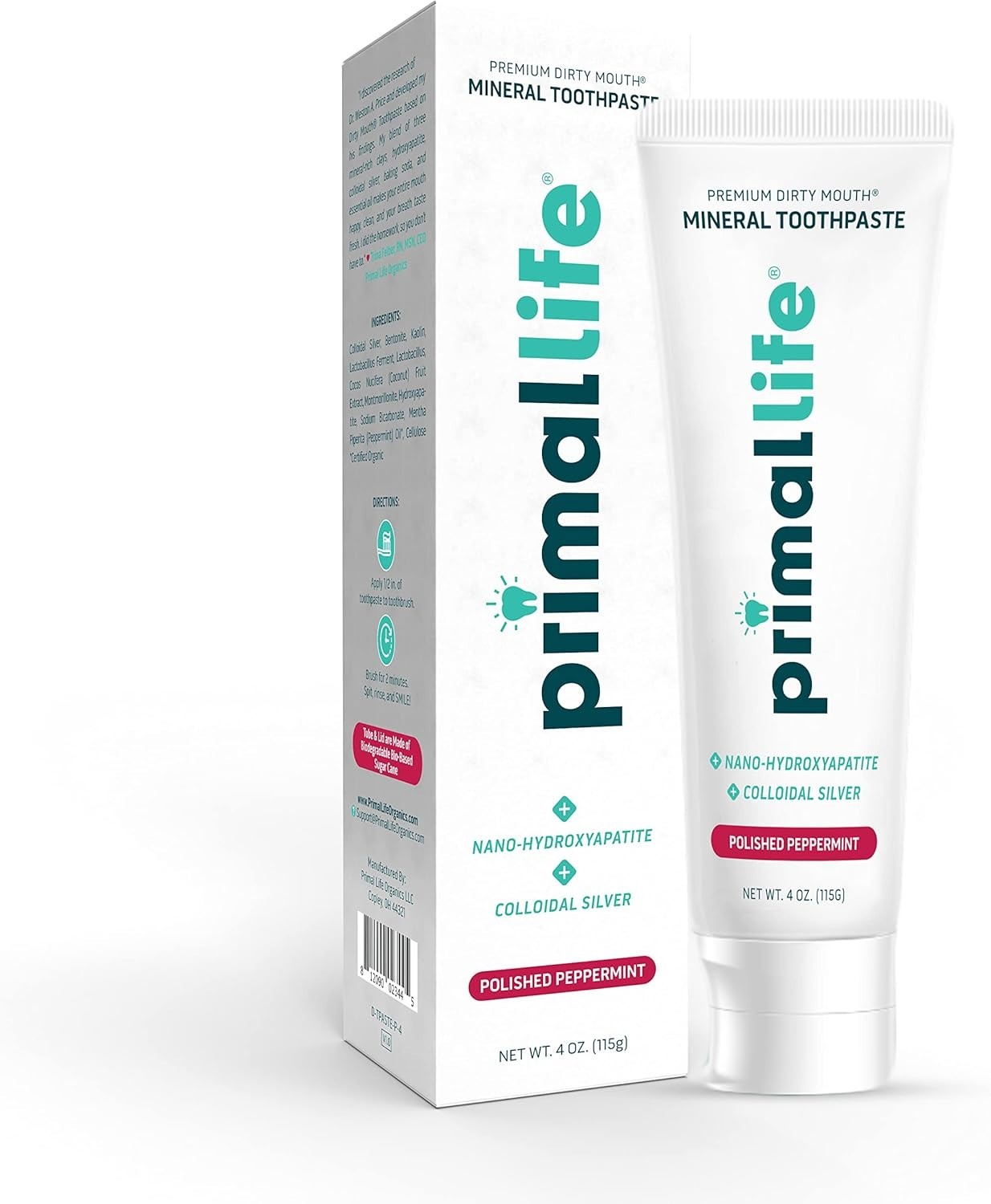 Primal Life Organics Premium Dirty Mouth Mineral Toothpaste Nano-Hydroxyapatite