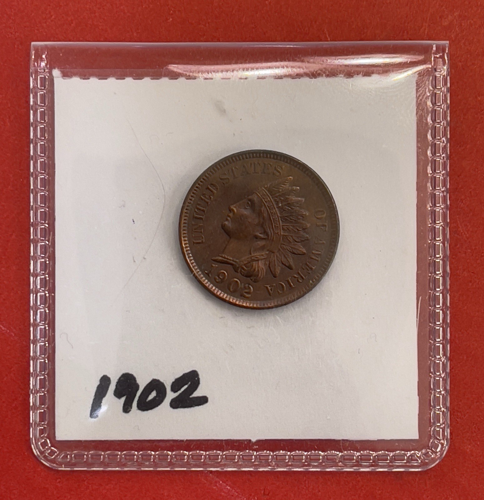 1902 Indian Head Cent, Red/Brown, Uncirculated.