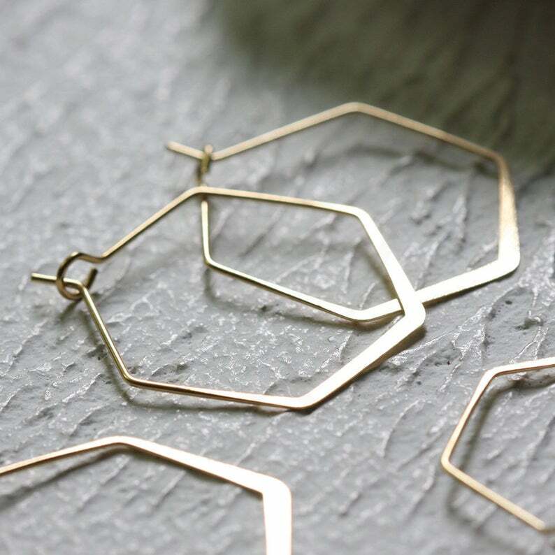 20 Pieces Raw Brass Hammered Earring Hook - Honey Comb 25x32mm (CW-4304C)