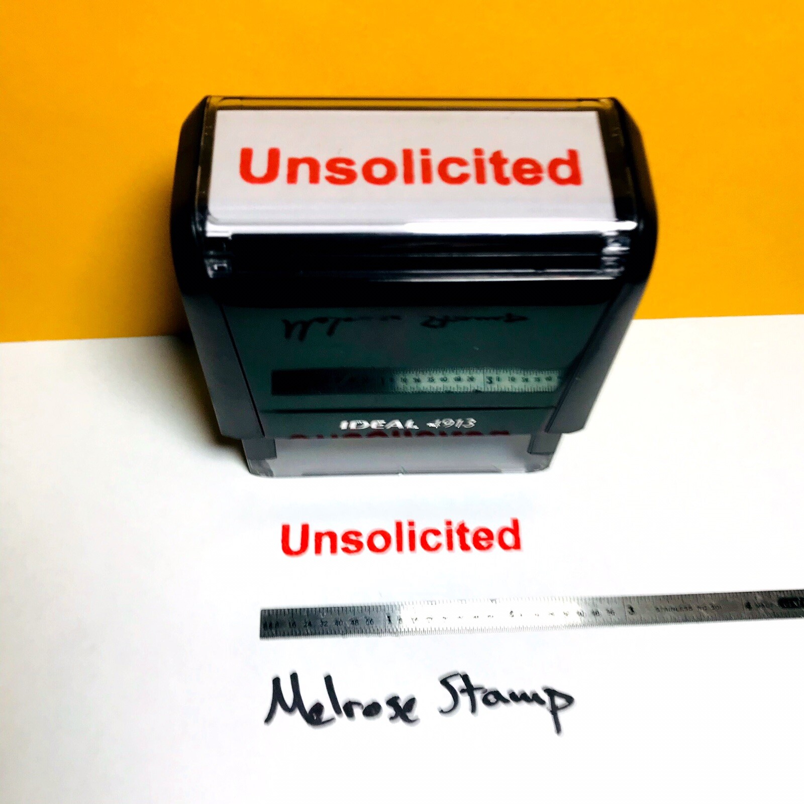 Unsolicited Rubber Stamp Red Ink Self Inking Ideal 4913