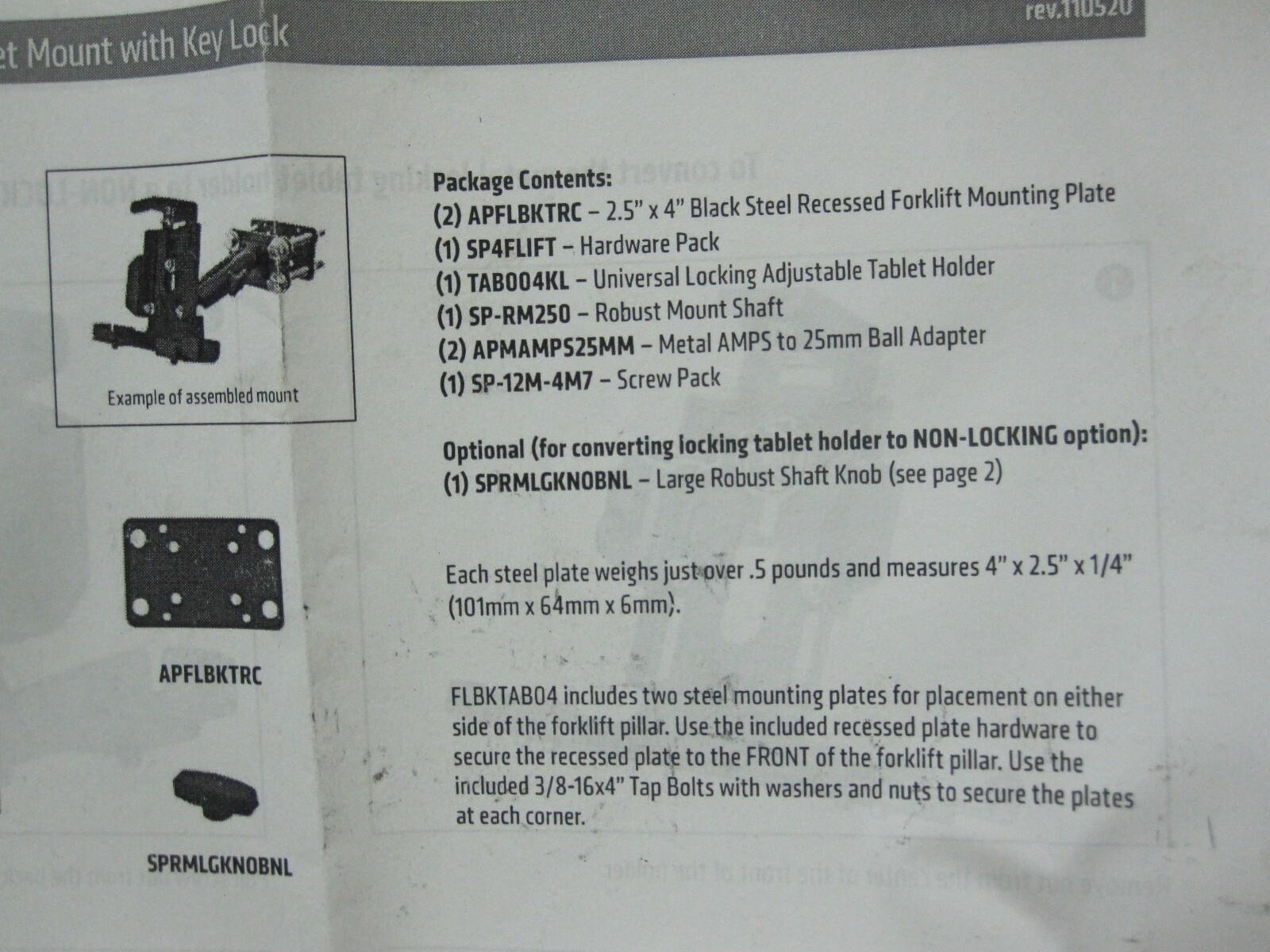 Arkon 5 inch Robust Locking Forklift Pillar Tablet Mount Holder FLBKTAB04