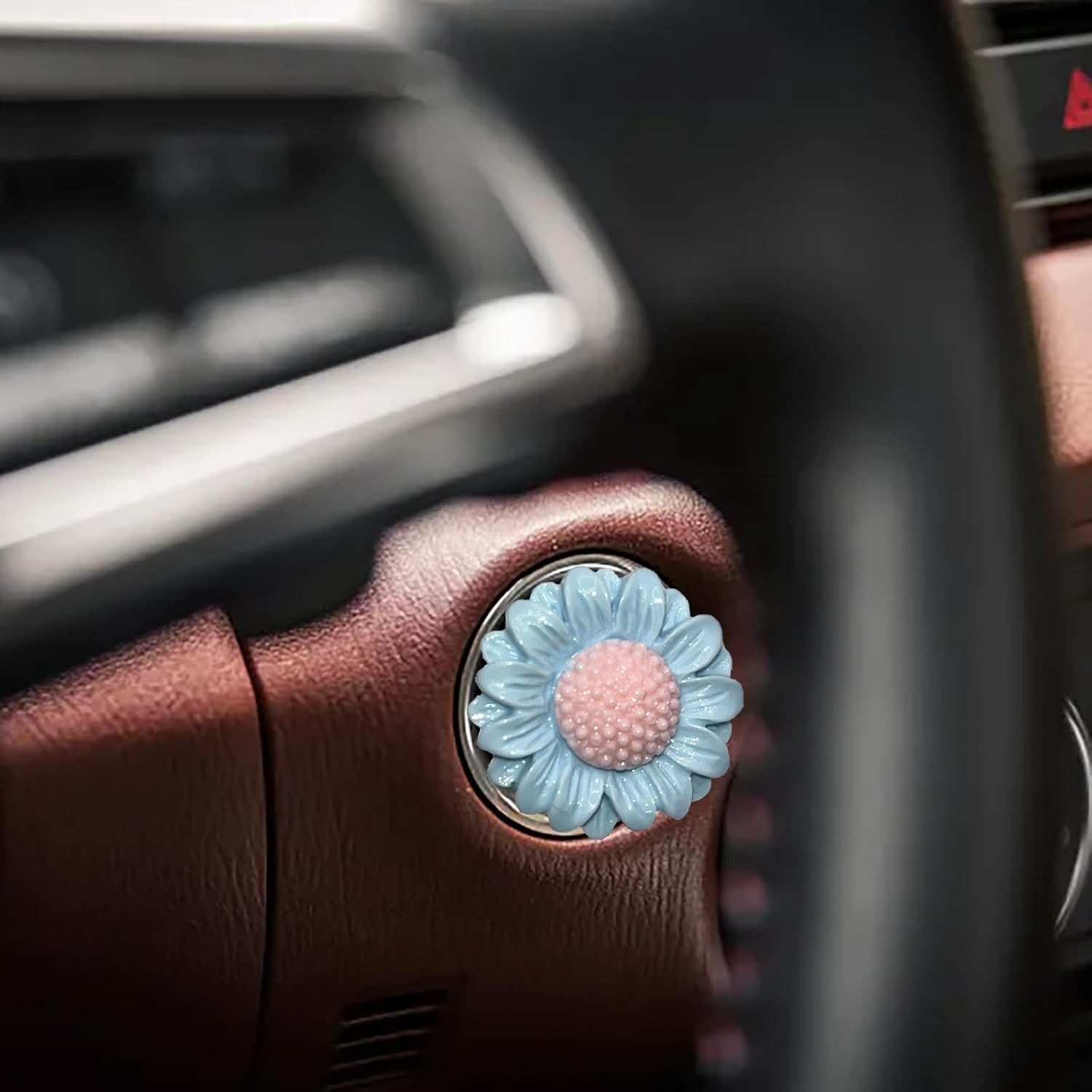 Push to Start Button Cover，Engine Start/Stop Resin Flower Starter Cover (For Dec