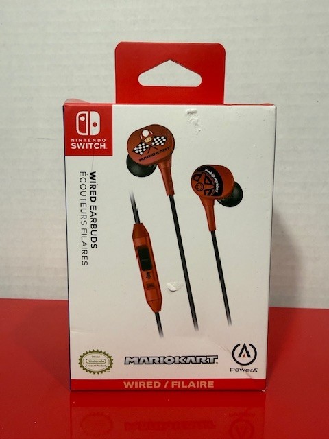 NEW PowerA Earbuds Nintendo Switch Mario Kart Motors Bag Wired Earphones Bag