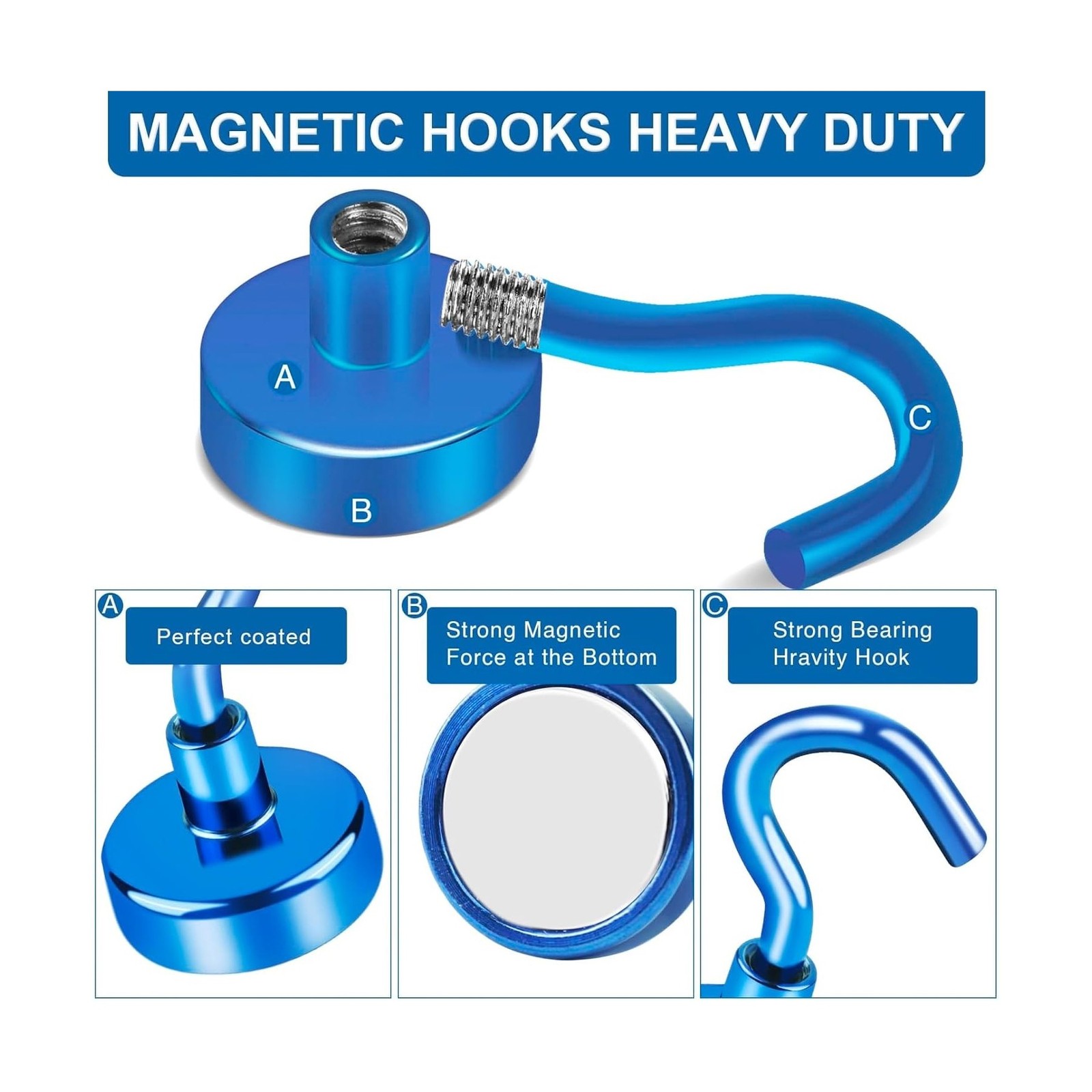 LOVIMAG 6 Pack 85LB Magnetic Hooks, Strong Cabin Ship Essentials Hook Heavy D...