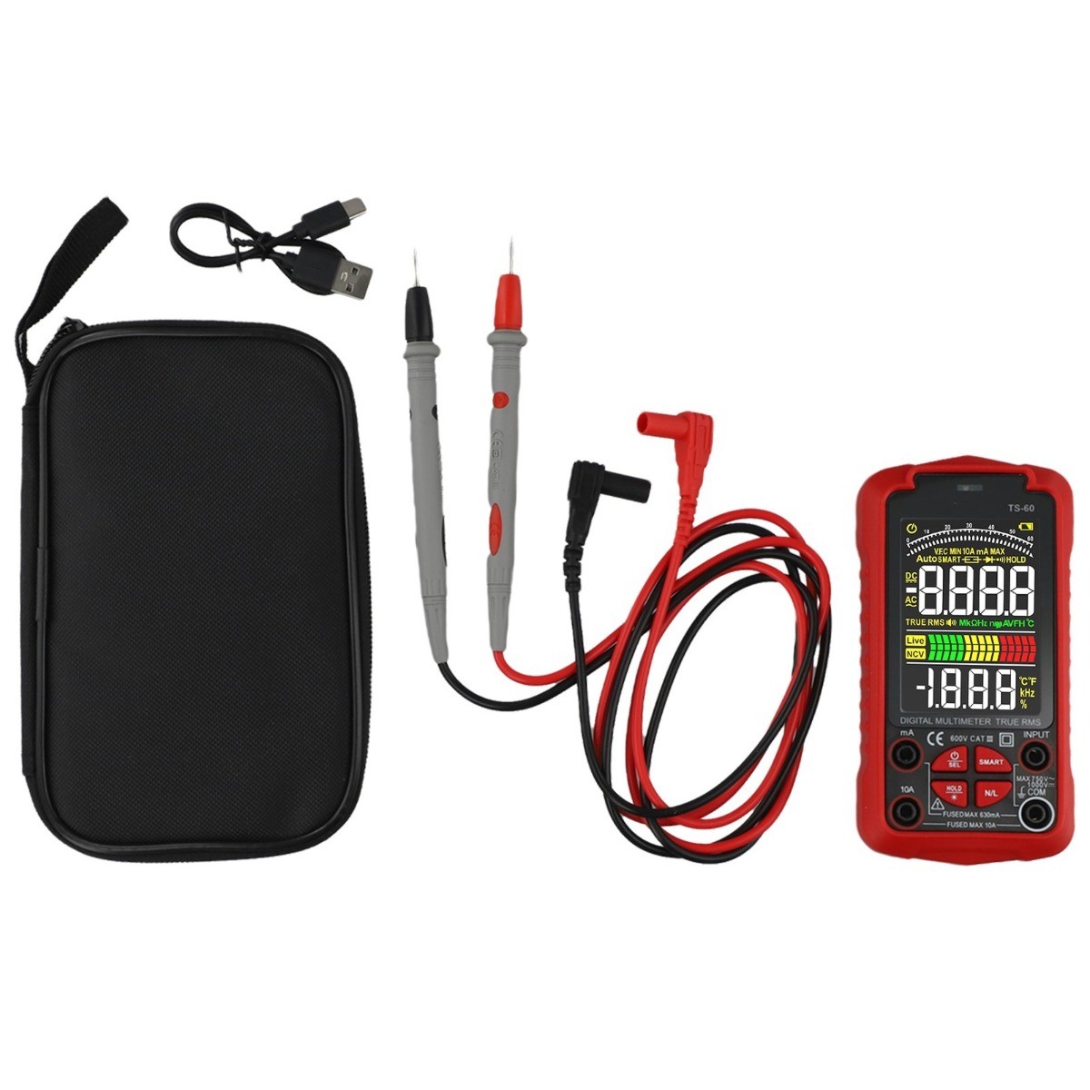 For Smart Digital Multimeter USB Rechargeable TRMS 6000 Counts ACDC Voltmeter