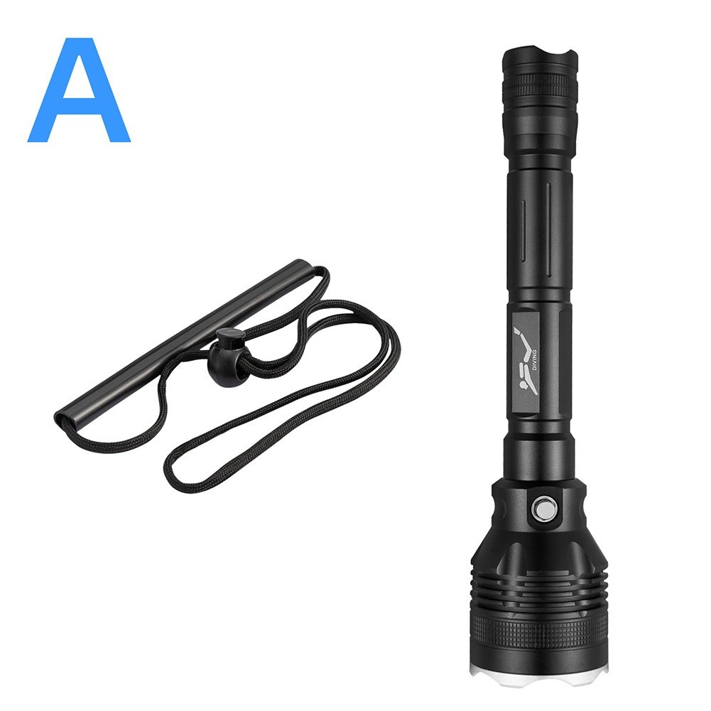 Scuba Diving IPX8 Waterproof Flashlight LED Light 80M Deep Underwater Torch