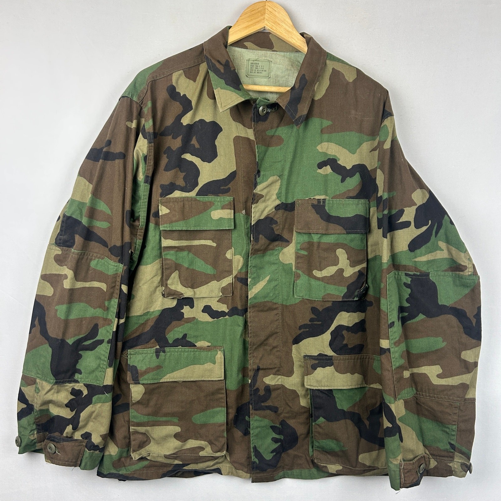Army Coat Woodland Camoflague Pattern Combat 1990 8415-01-084-1656 Men's Size L