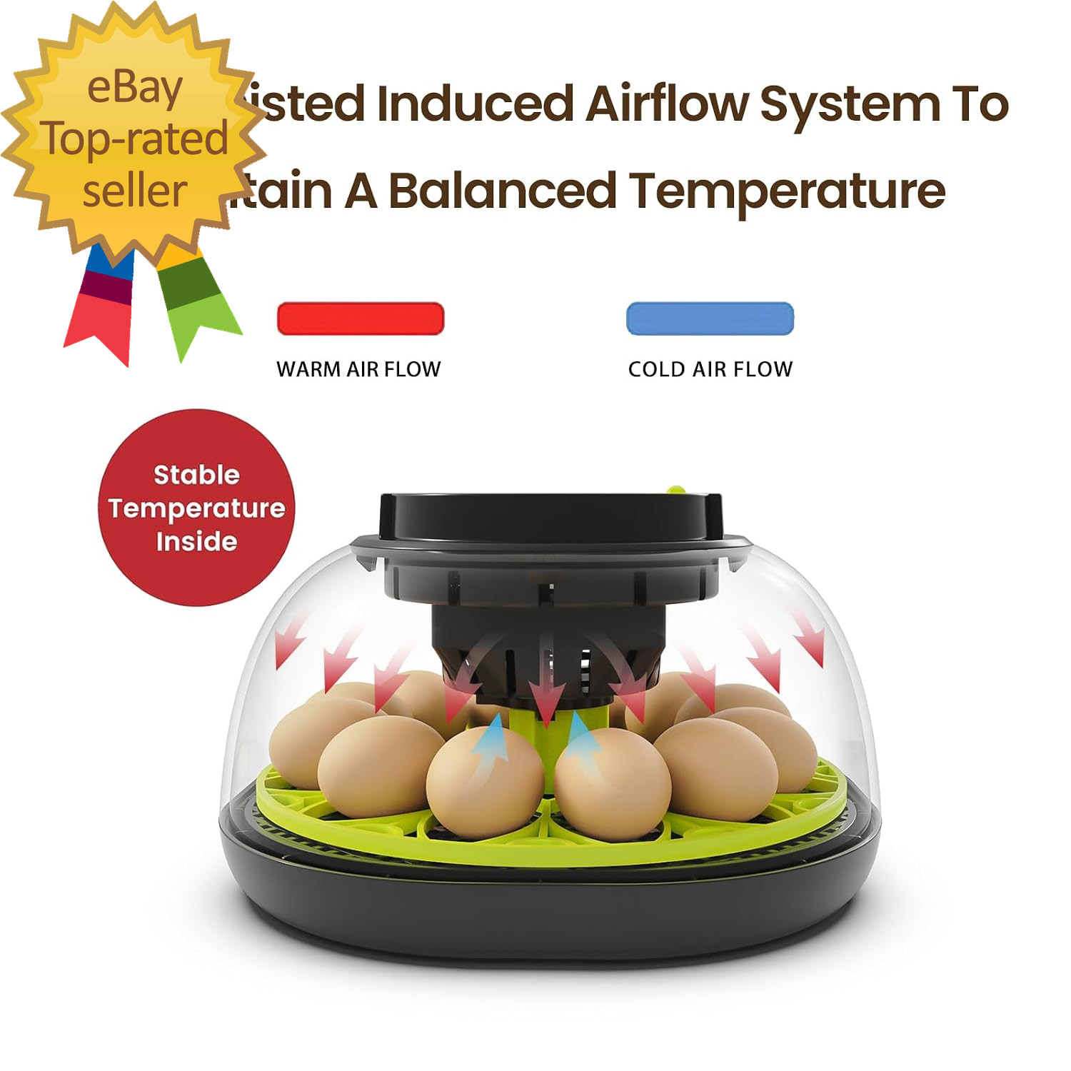 12 Egg Incubator with Automatic Egg Turning and Humidity Control Auto Water