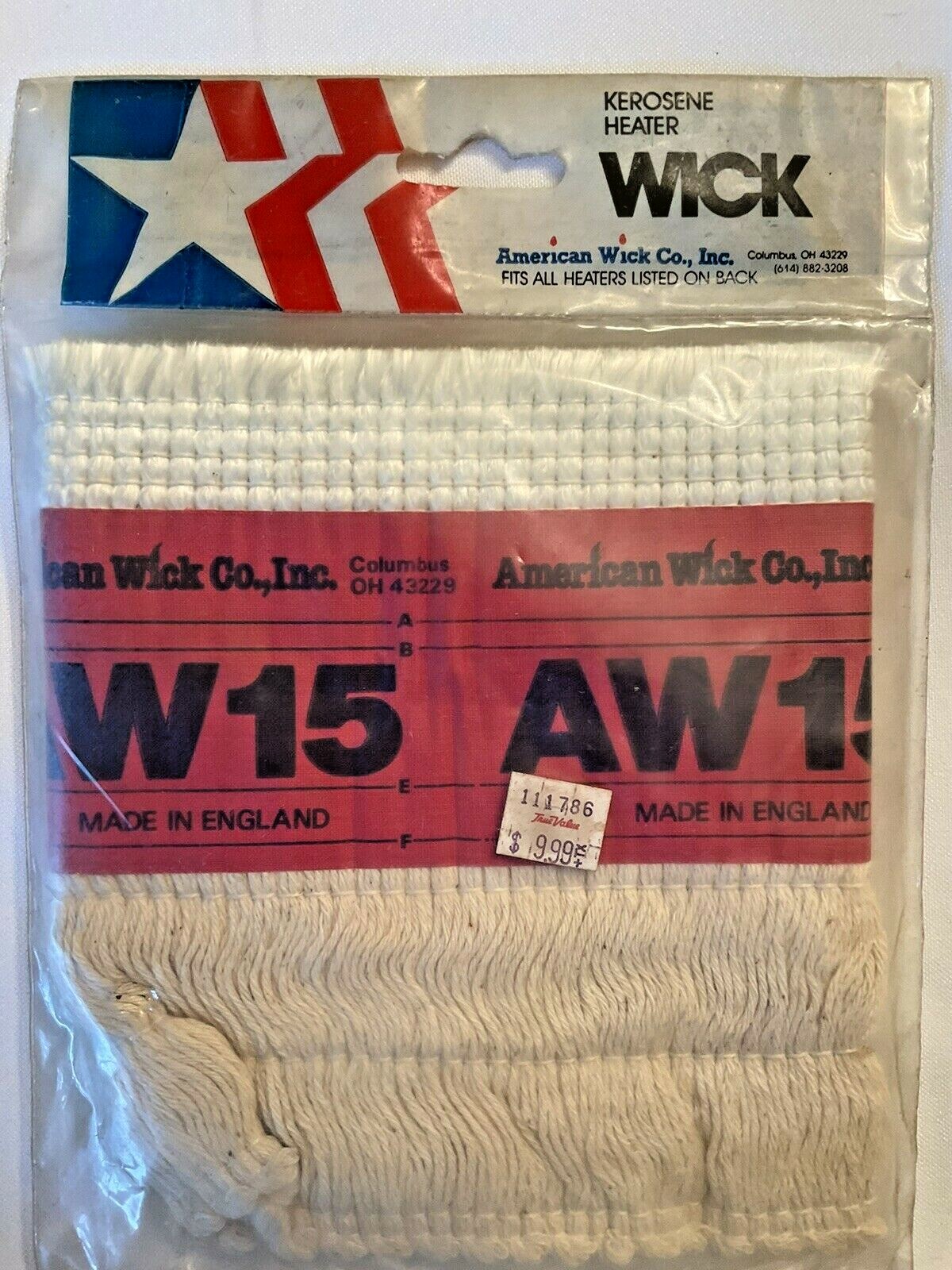 American Wick AW 15 Kerosene Heater Replacement Wick Fit List on Back New