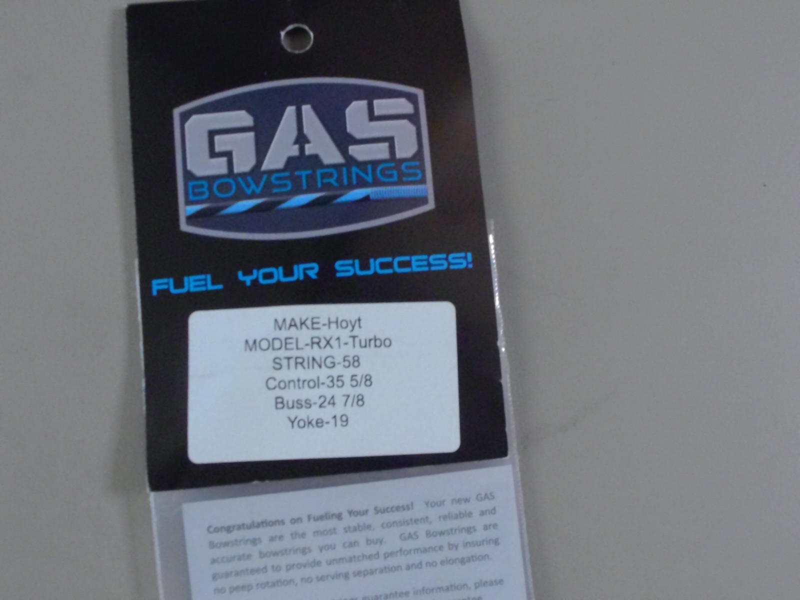 Gas Bowstrings Hoyt RX1 TURBO String 58 CONTROL 35 5/8 BUSS & YOKE /Speed Nocks