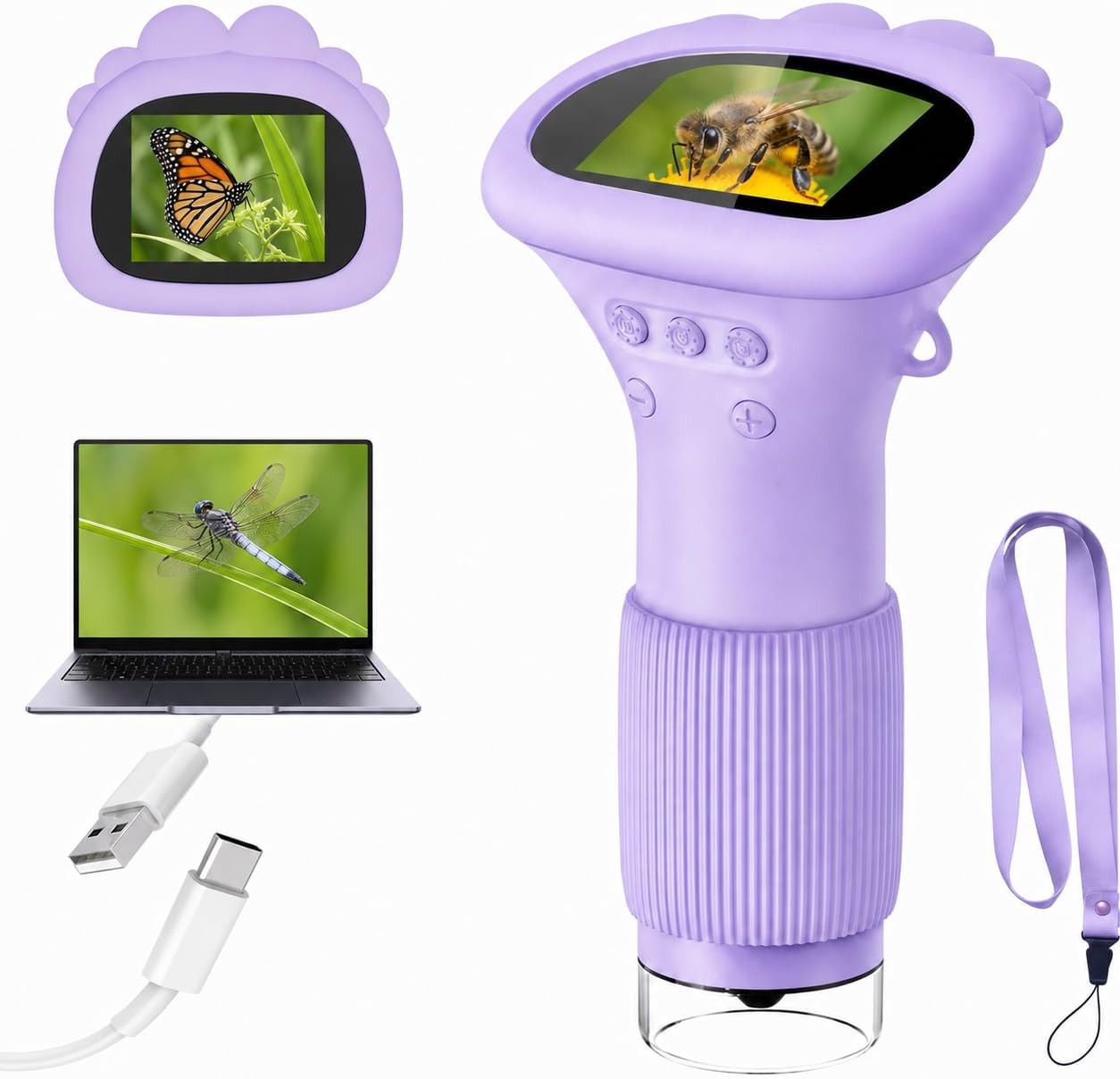 1000X Kids Microscope Handheld Camera, 2'' Screen Wonder Quest Microscope Camera