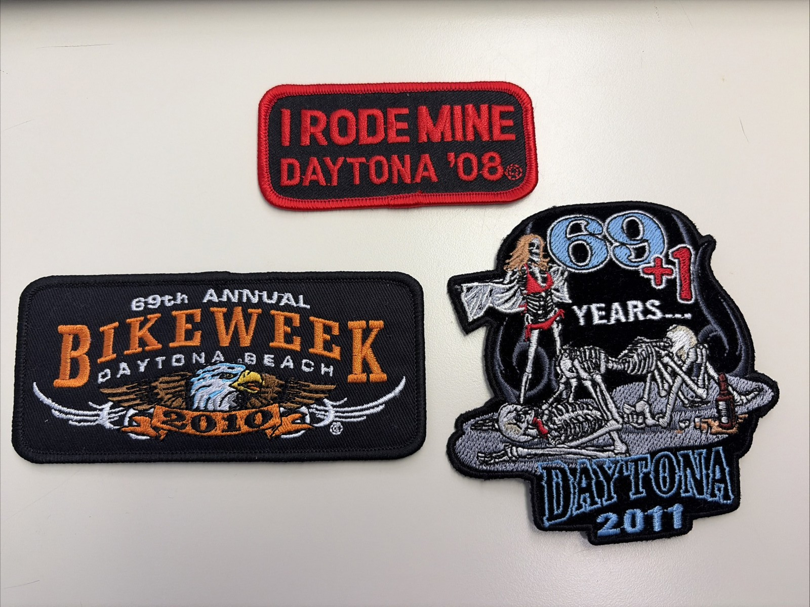 Daytona Bike Week Patches Lot of 3 2008 2010 "69th Annual" 2011 "69+1 years"