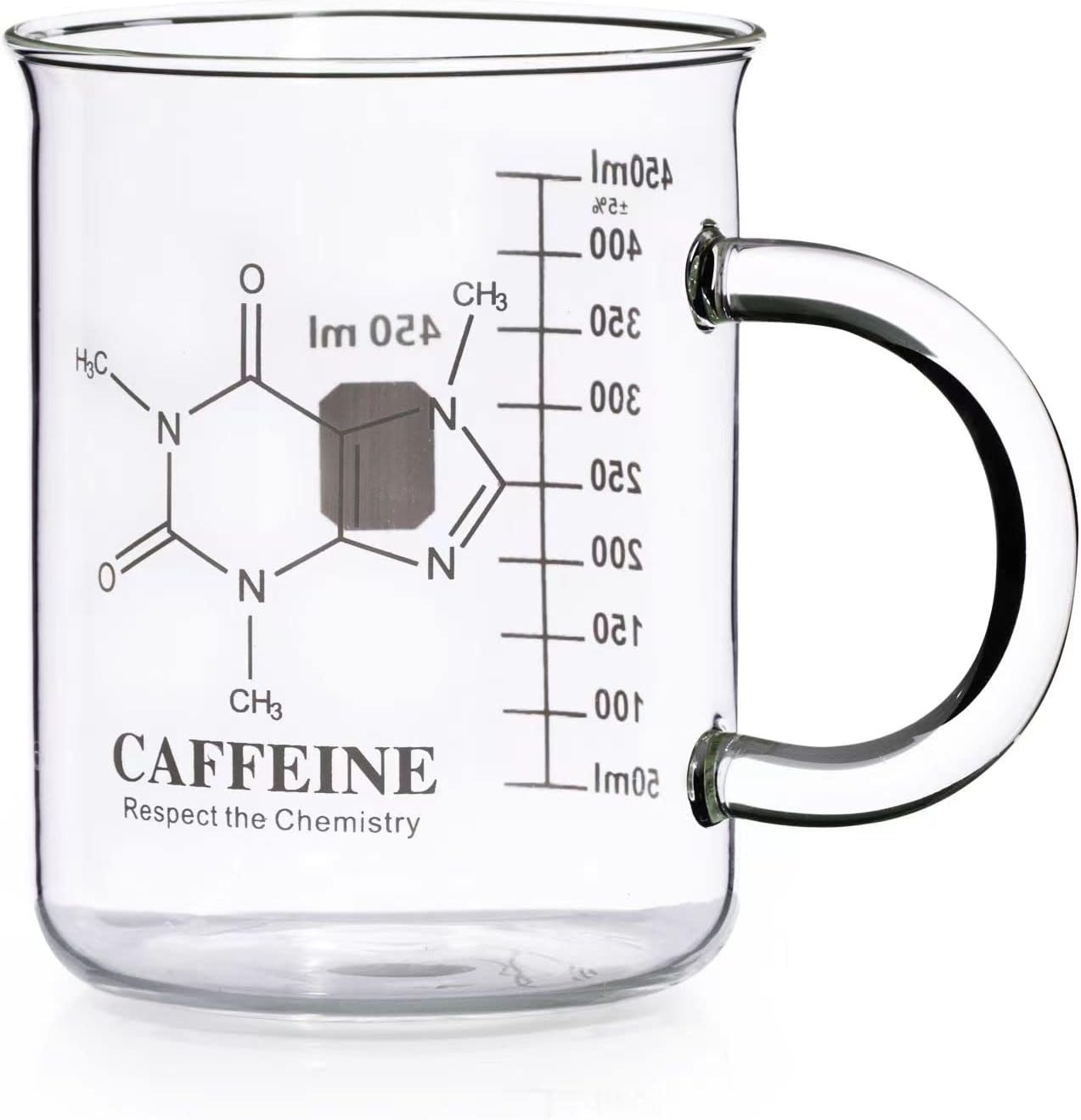 Caffeine Beaker Mug, Caffeine Molecule Mug - Chemistry Mug 16 oz Borosilicate