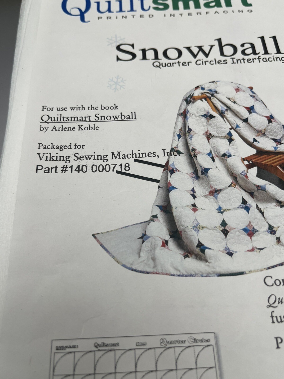 QuiltSmart Printed Interfacing Snowball Arlene Koble