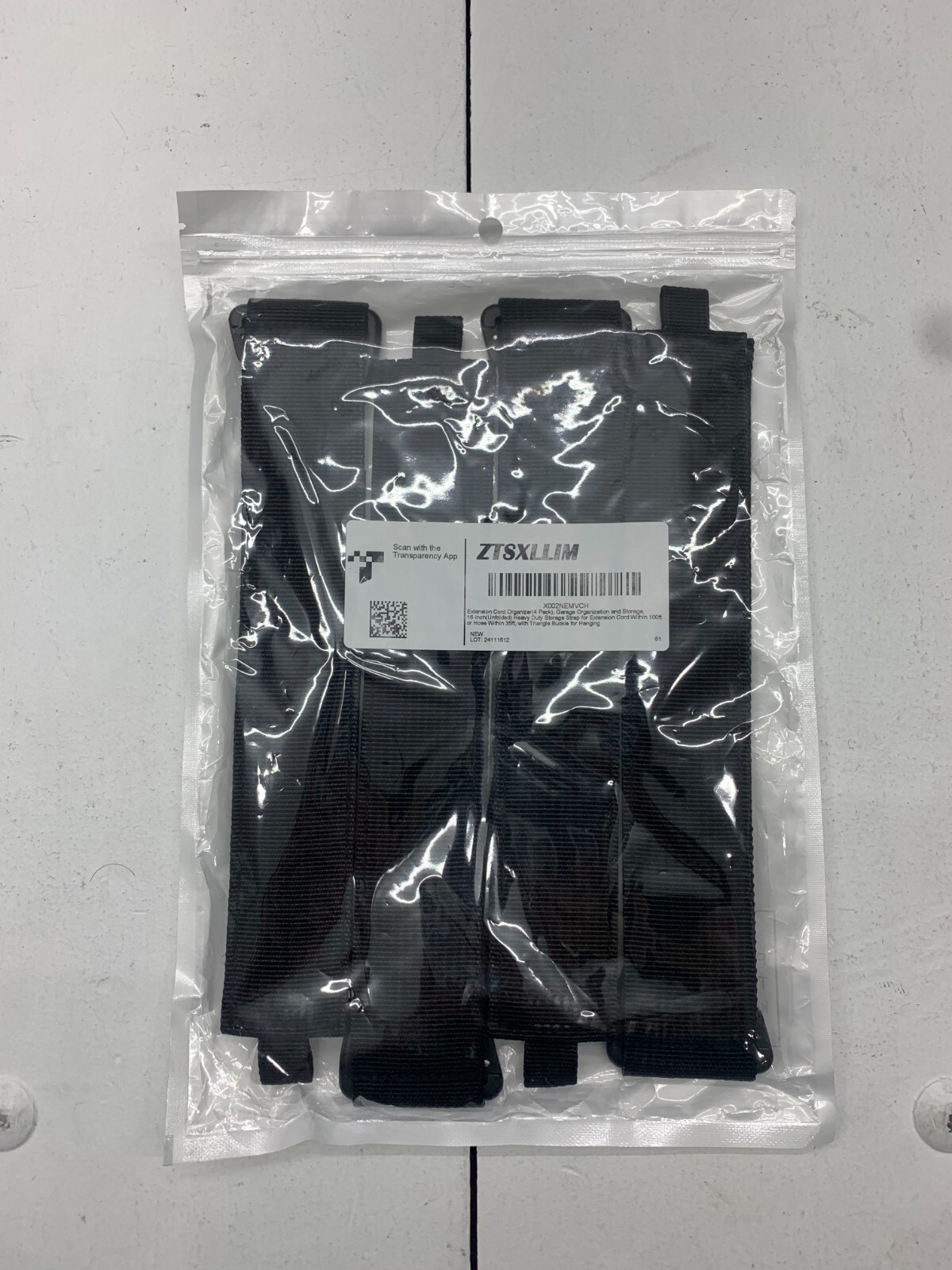 Black Extension Cord Strap Organizer 4 Pack 16 Inch