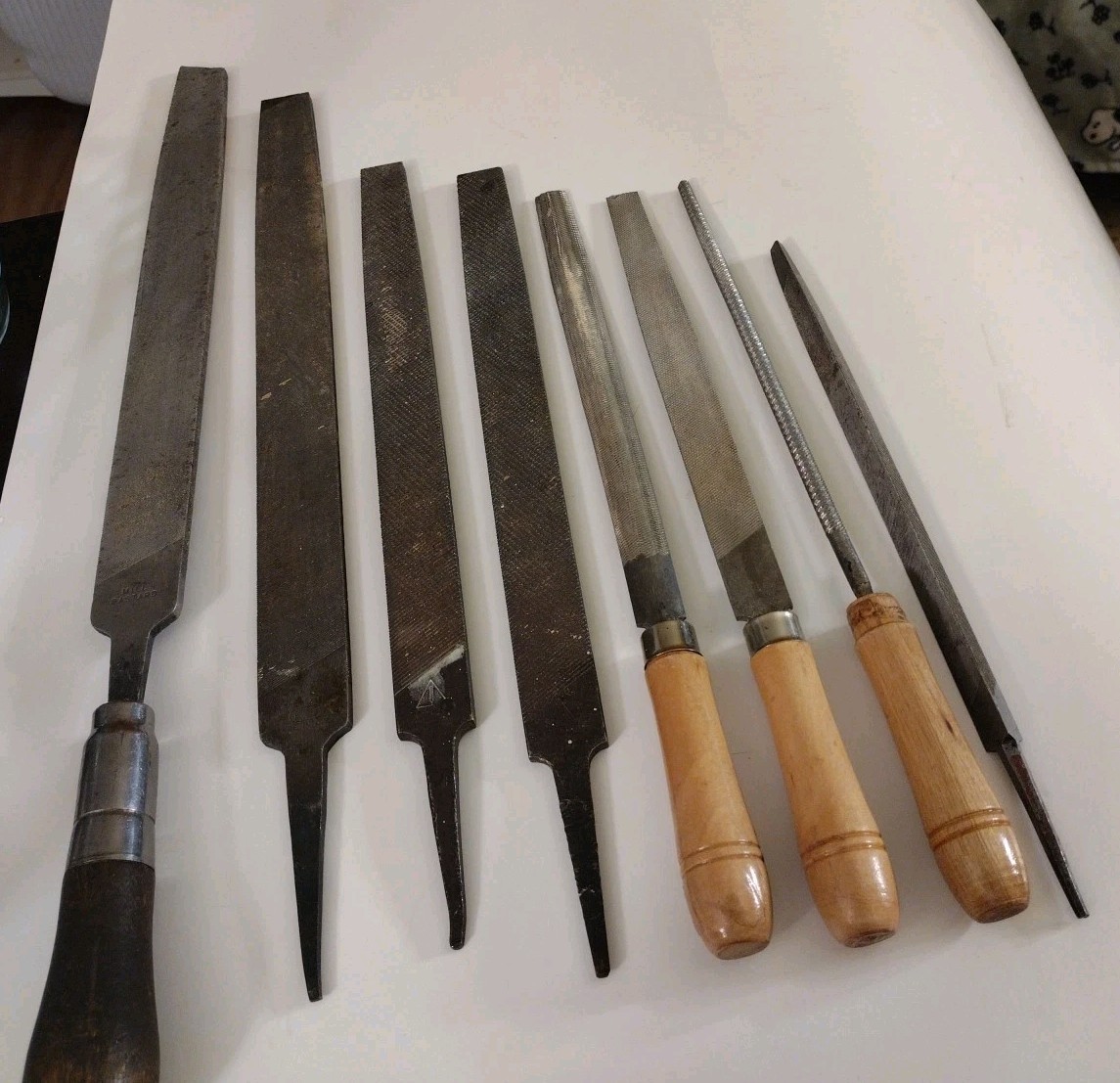 Lot Of 8 VTG Metal Files 1/2 Rnd Flat Triangle Rnd Nicholson K&F Delta  Handles