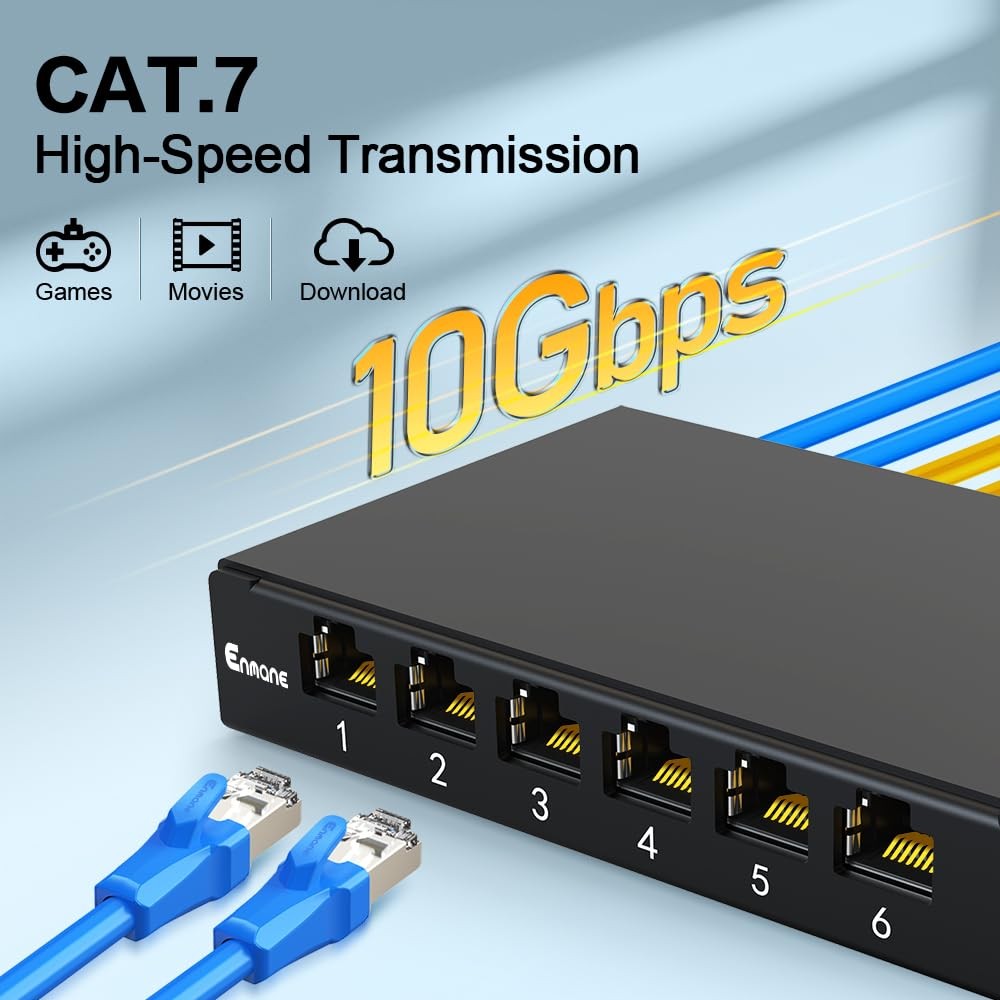 6 Port Patch Panel 0.5U CAT7 Keystone Desk Mount Home Ethernet Termination Box