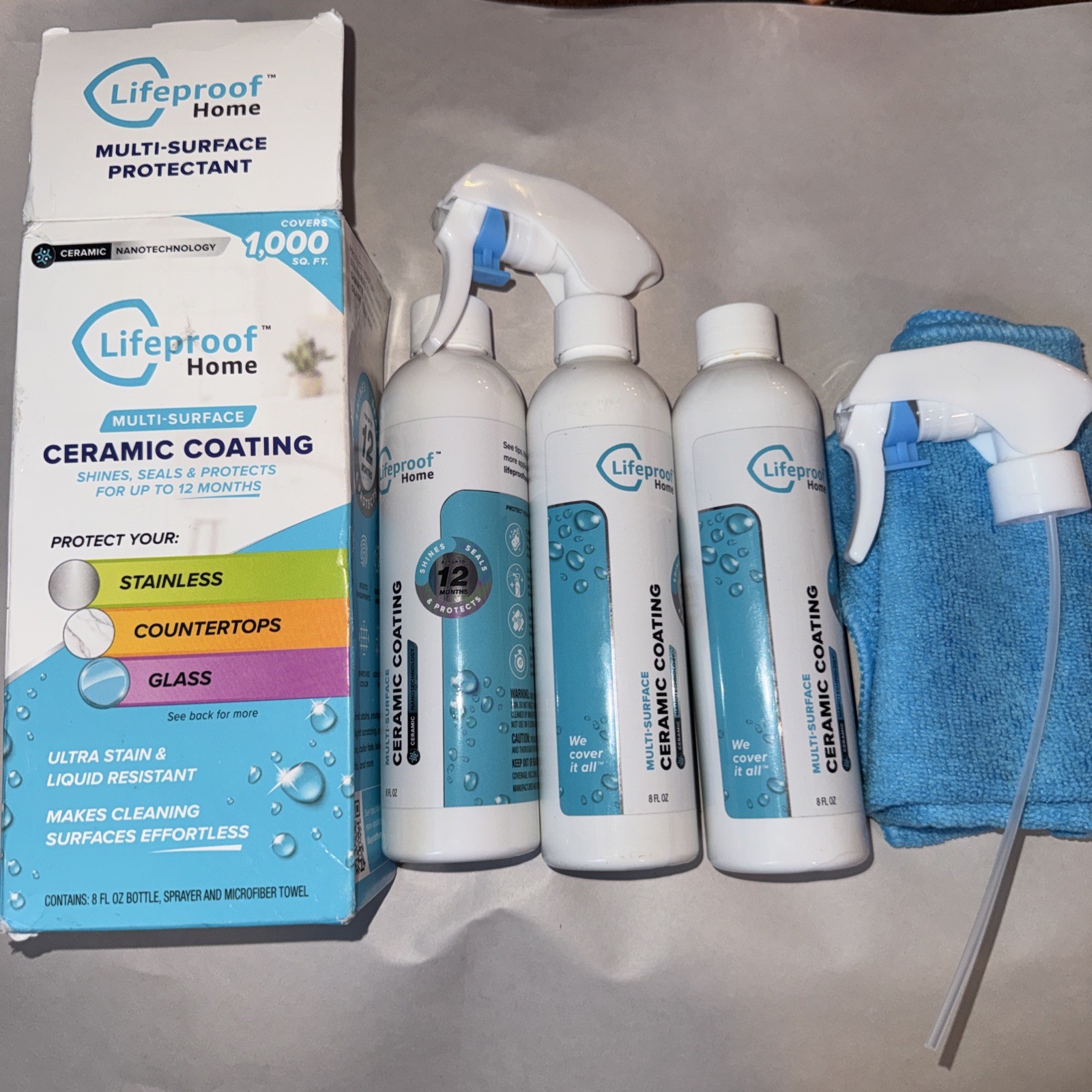 3 Bottles (2 Slightly Used) - Lifeproof Home Multi-Surface Ceramic Coating Kit