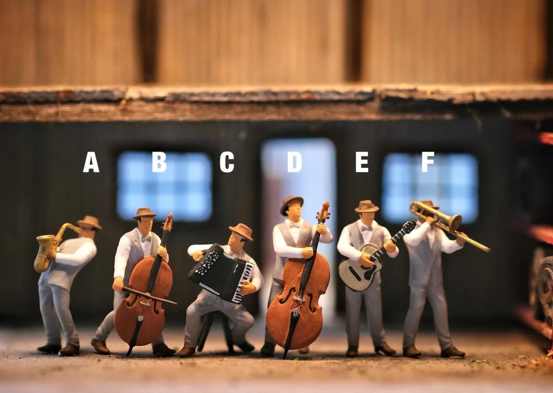 Jazz Music Player Figure Collectible Statue Vintage Style Decor 1/87 or 1/64