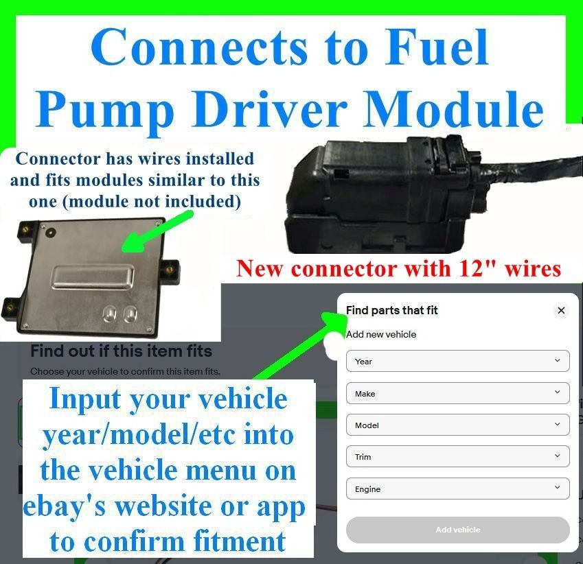 12" for Chevy GMC Fuel Pump Driver Control Module Connector Plug Pigtail Wiring