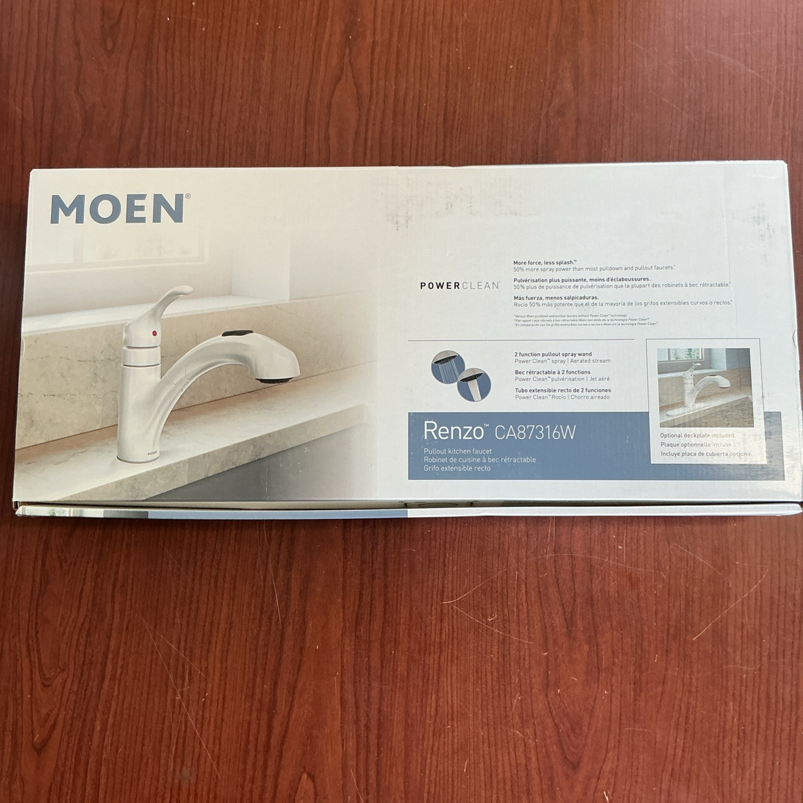 NEW MOEN Renzo CA87316W 1-Handle Pull-Out Sprayer Kitchen Faucet Glacier B177