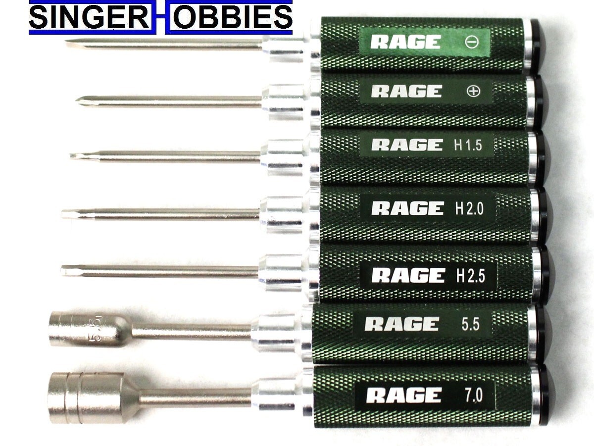 RAGE RC RGR1500 Compact 7 Piece Machined Tool Set with Case HRP