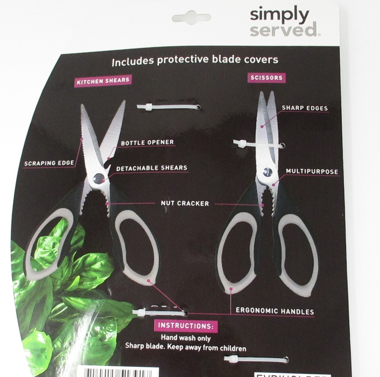 Scissors & Shears 2 Pack Kitchen & All Purpose stainless steel covers Black
