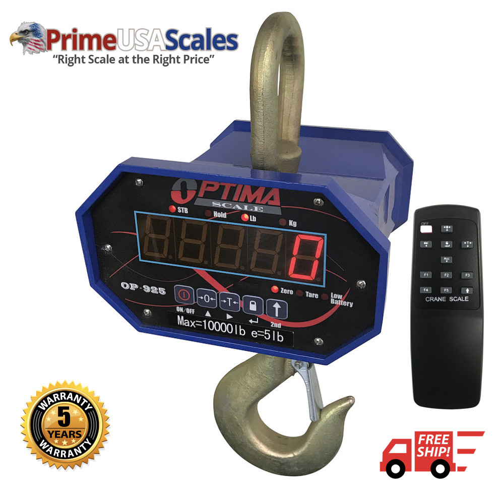 Optima Scale OP-925 6,000 Hanging Industrial Crane Scale, 6,000 lb x 2 lb NEW