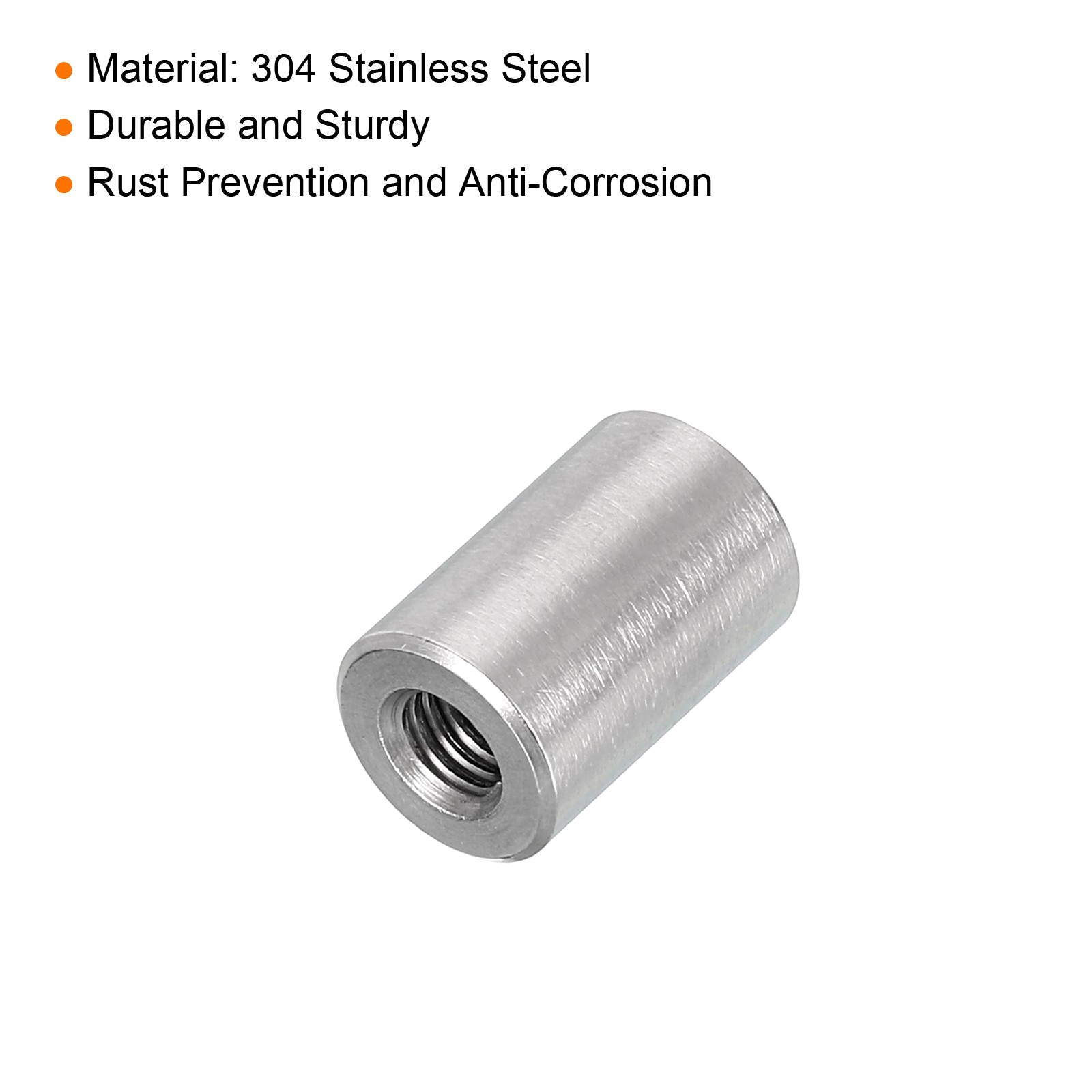 10Pcs Round Connector Nuts, M5x15x10mm Coupling Nut Sleeve Rod Bar Stud Nut