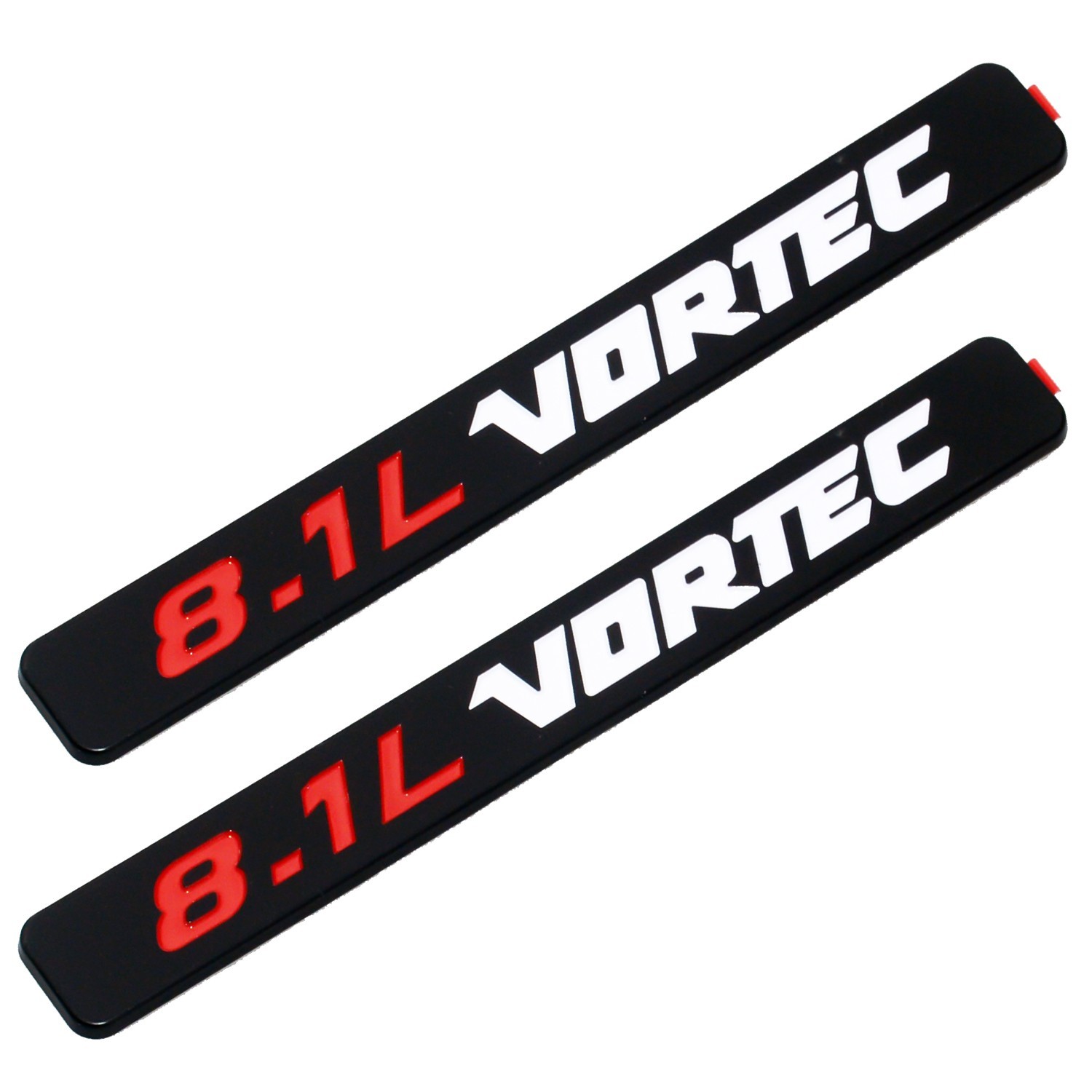 2Pc 8.1L VORTEC Hood Emblem Fit for Silverado Sierra 8.1L Engine Black Red White