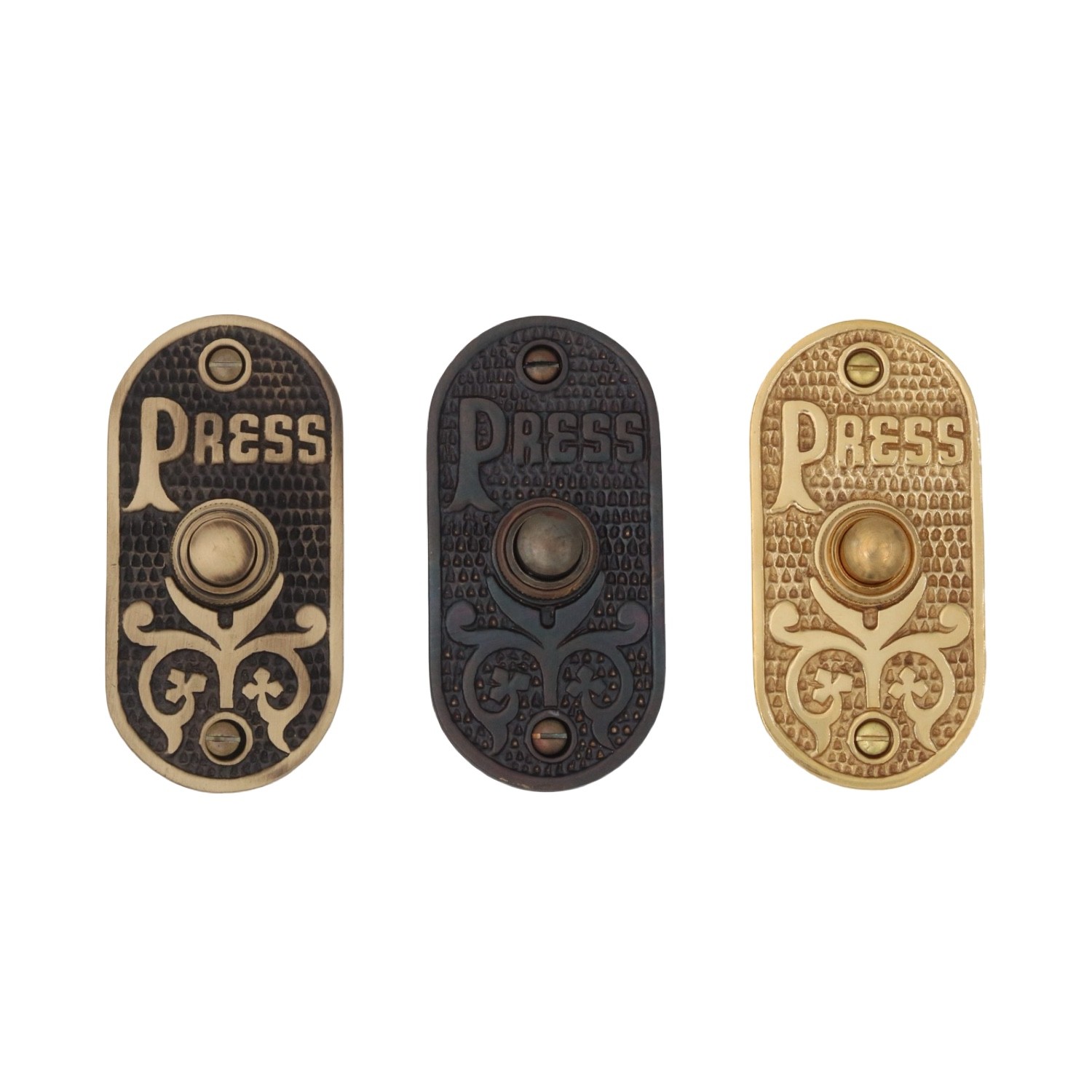 PRESS Oval Push Button Doorbell Solid Cast Brass - 3 Finish Choices