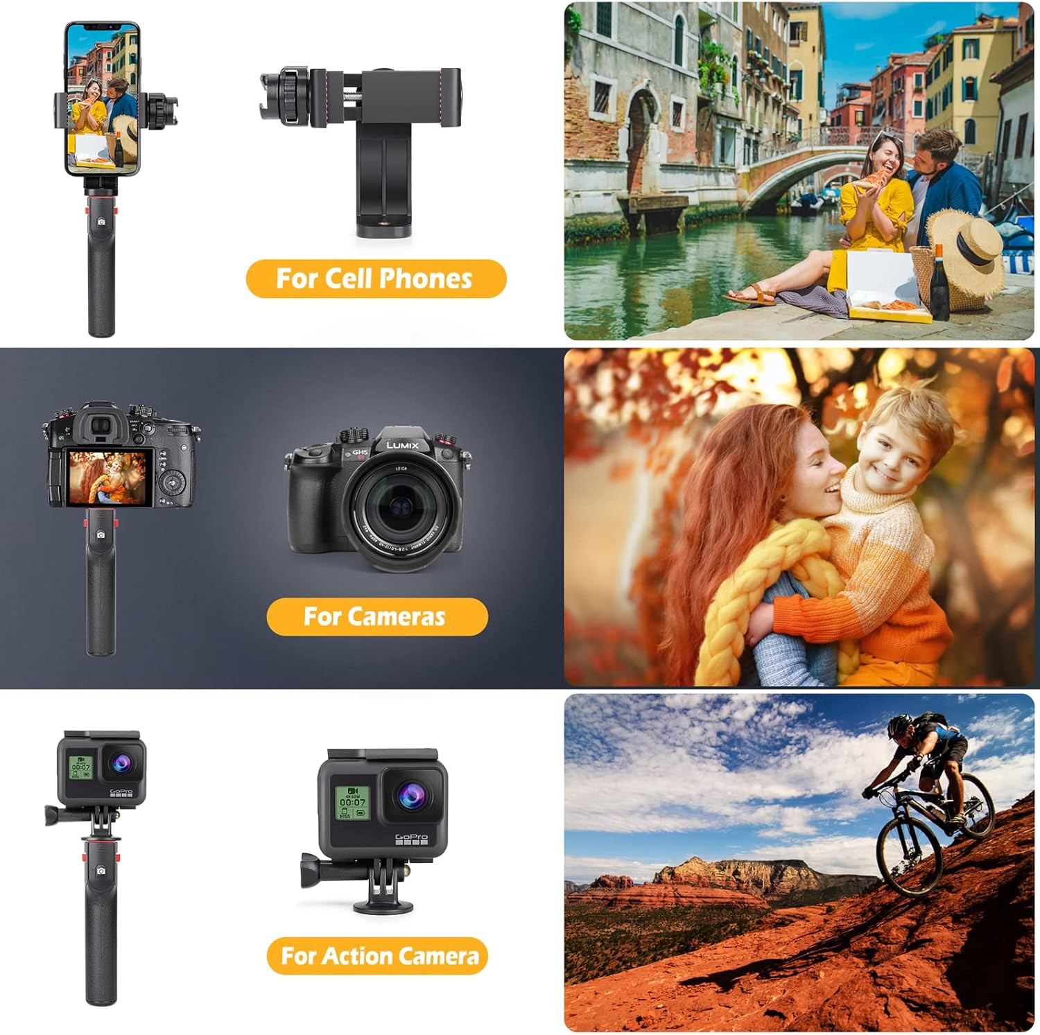 Estabilizador smartphone soporte tripode video control remoto celular android