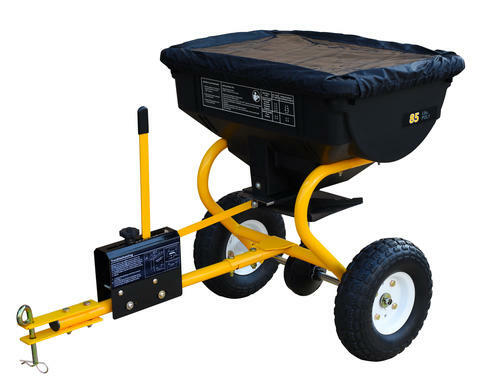 85 Lb Tow Behind Broadcast Spreader Rust Proof Poly Hopper Universal Hitch Pin