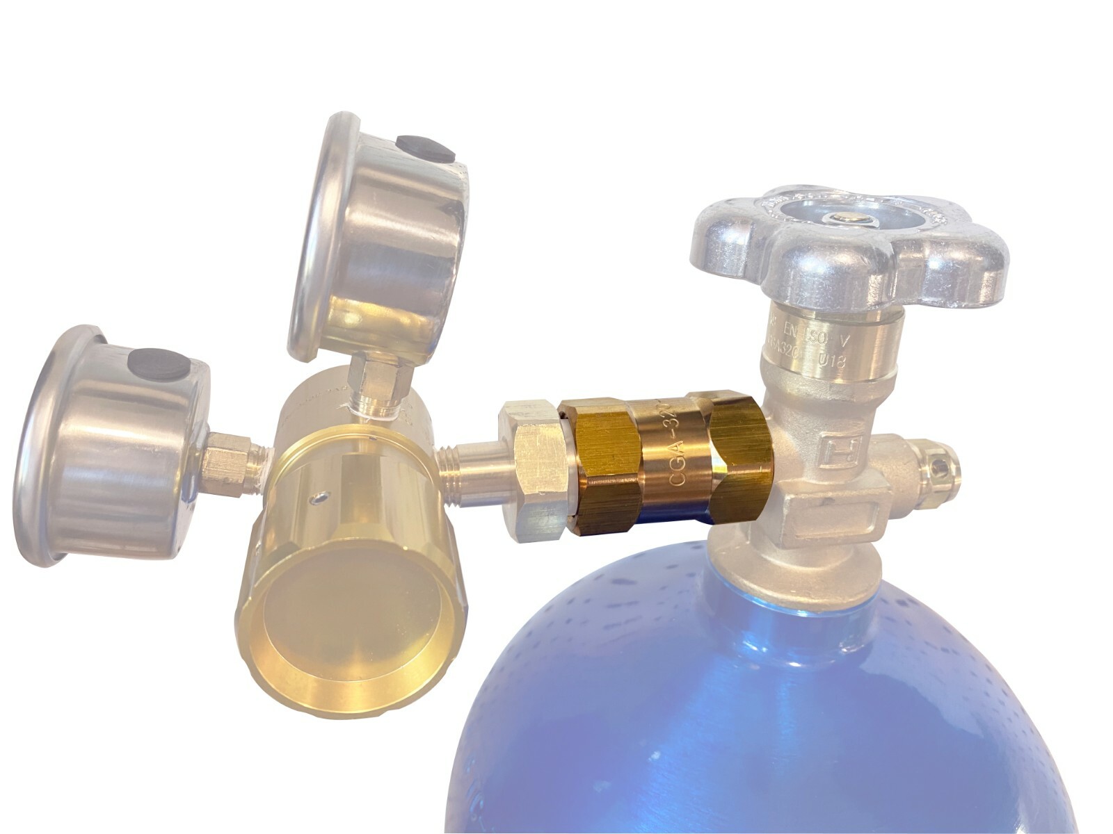 CGA-320 to CGA-580 CO2 Cylinder to Argon Nitrogen Regulator BRASS Adapter