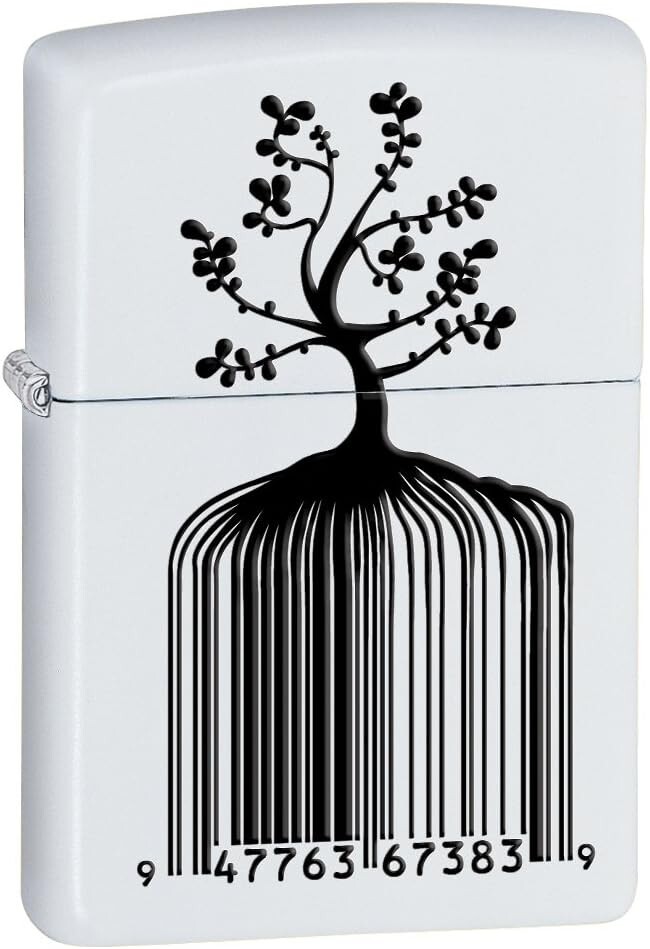 Zippo White Matte Indentity Bar Code Lighter 28296