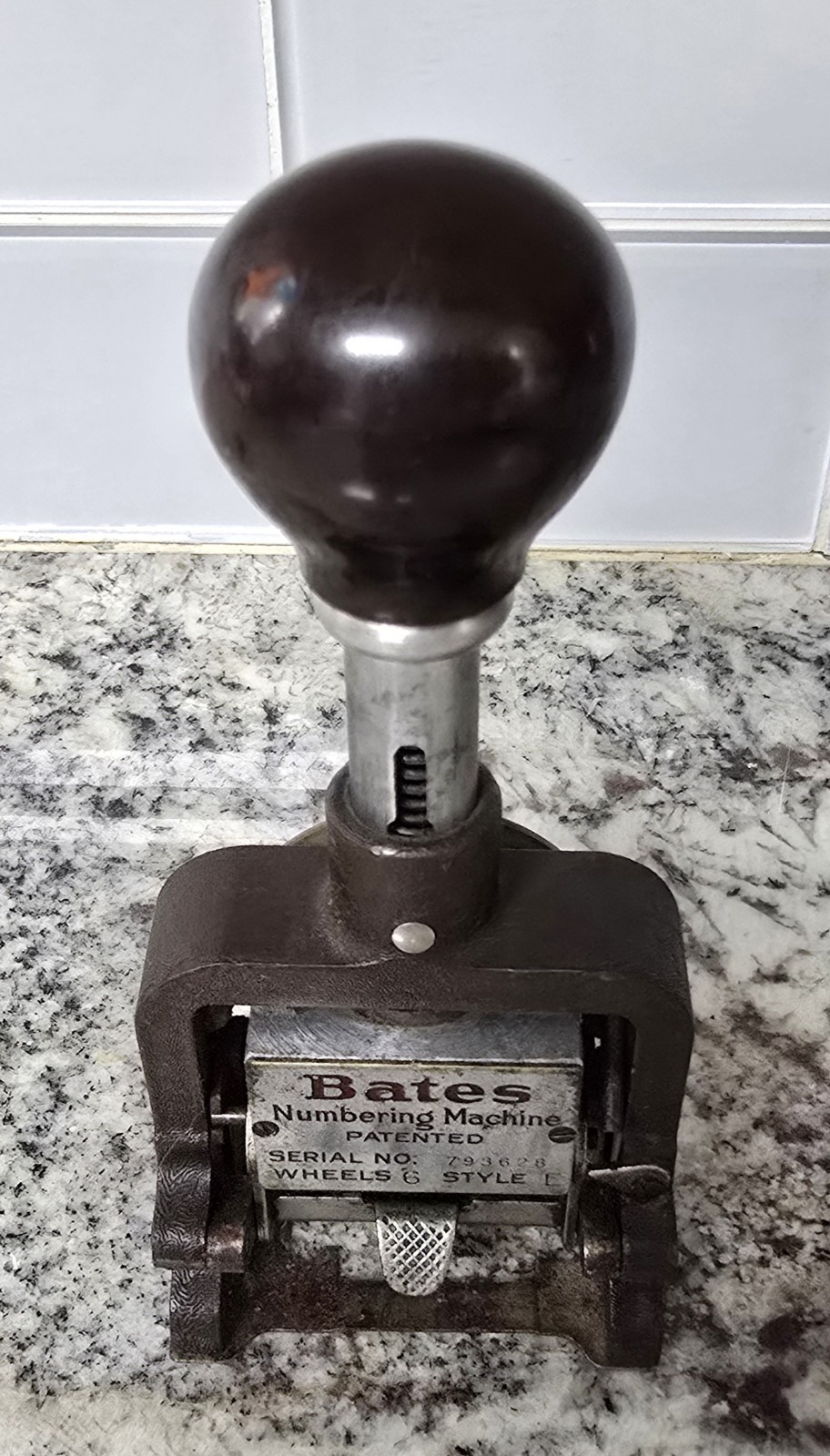 Vtg 1940s Bates Numbering Machine - Multiple 3 Movement, 6 Wheel, Style E Stamp