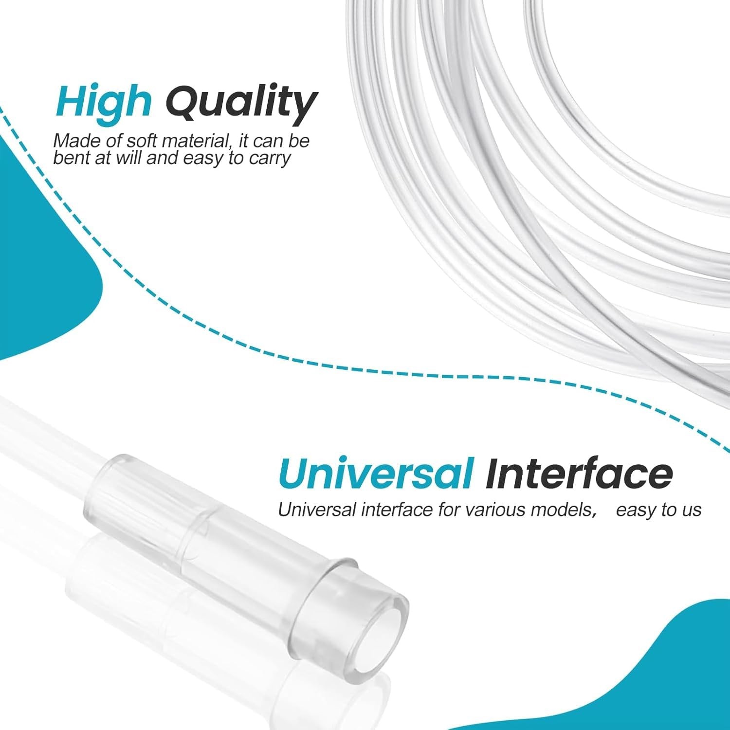 10 Pack HighFlow Soft Nasal Oxygen Cannula, Transparent, Crush Resistant with...