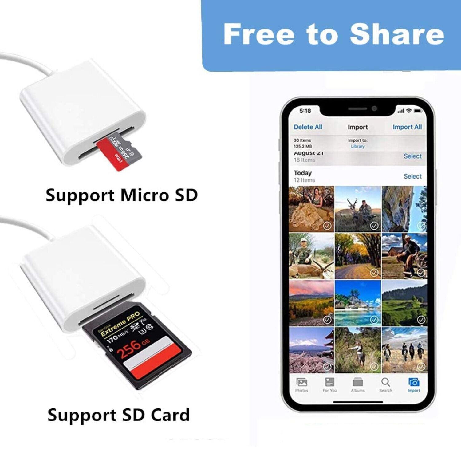 For Apple iPhone 15 Pro Max Plus USB Stick SD TF Card Reader Type C OTG Adapter