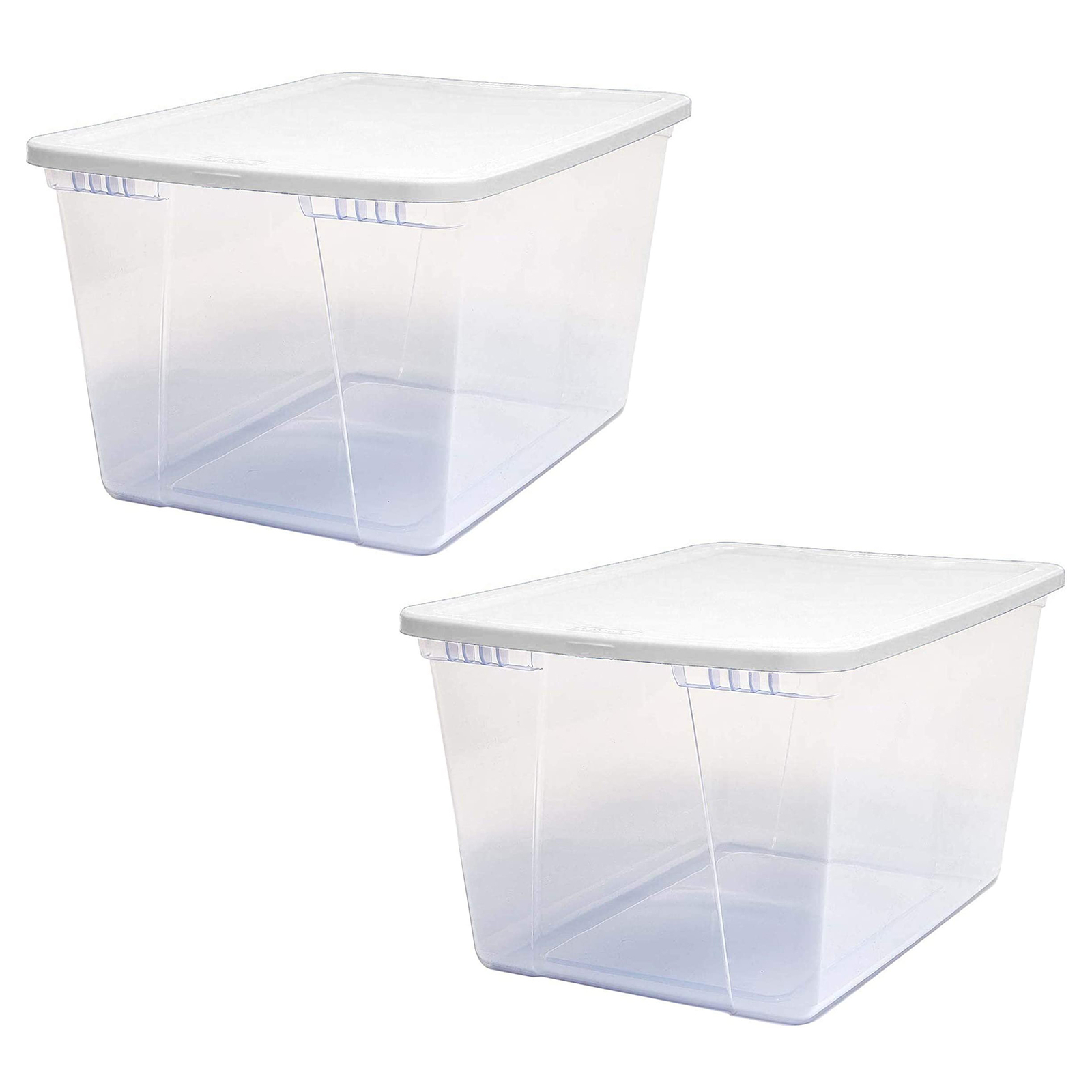 HOMZ 56qt Snaplock Clear Plastic Storage Container Bin with Secure Lid, 2 Pack