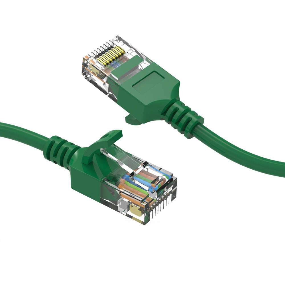 50Ft CAT6A UTP Slim Ethernet Network Booted Cable 28AWG Green